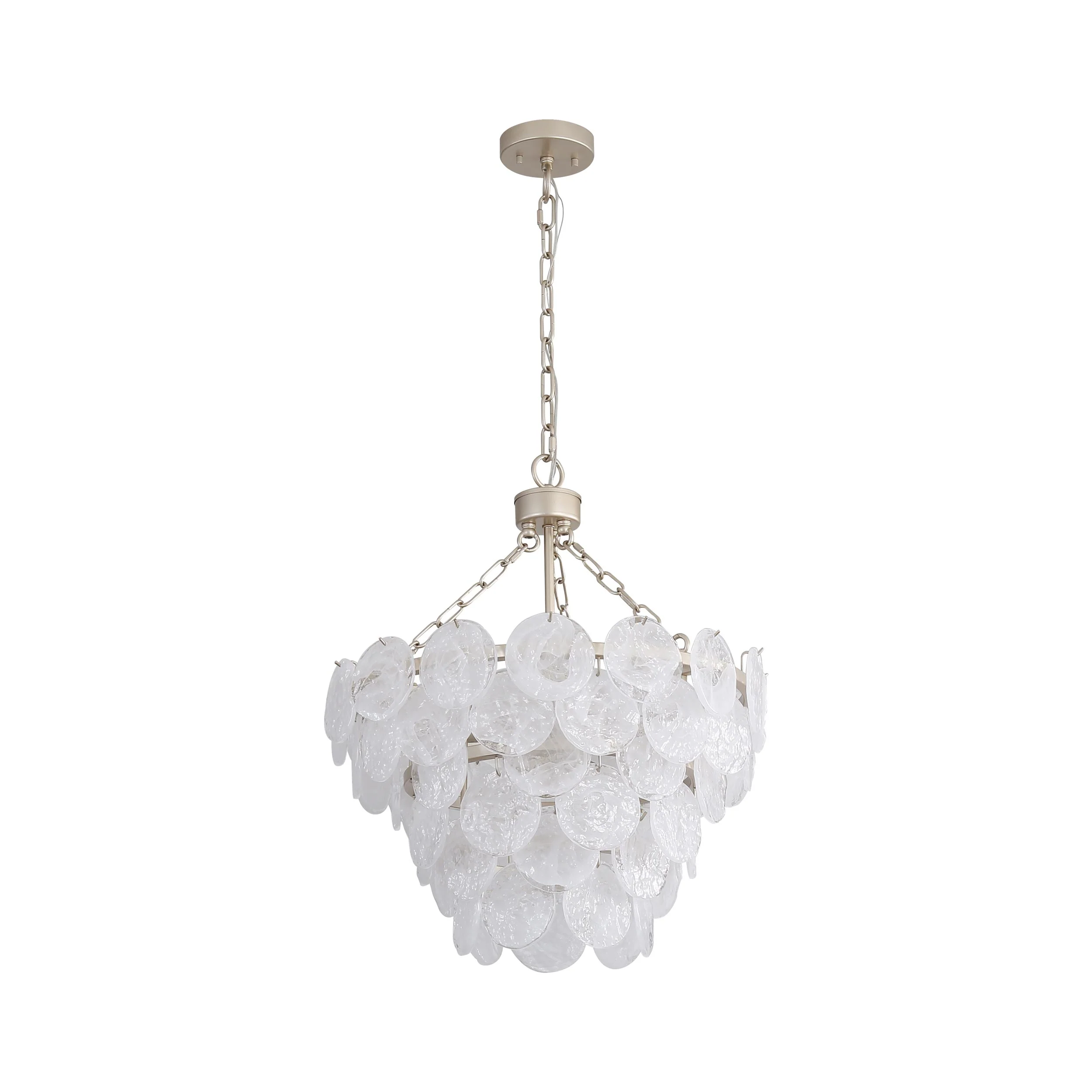Cascada 8-light Pendant in Aegean Silver and Cirrus Cloud Glass - Image 4
