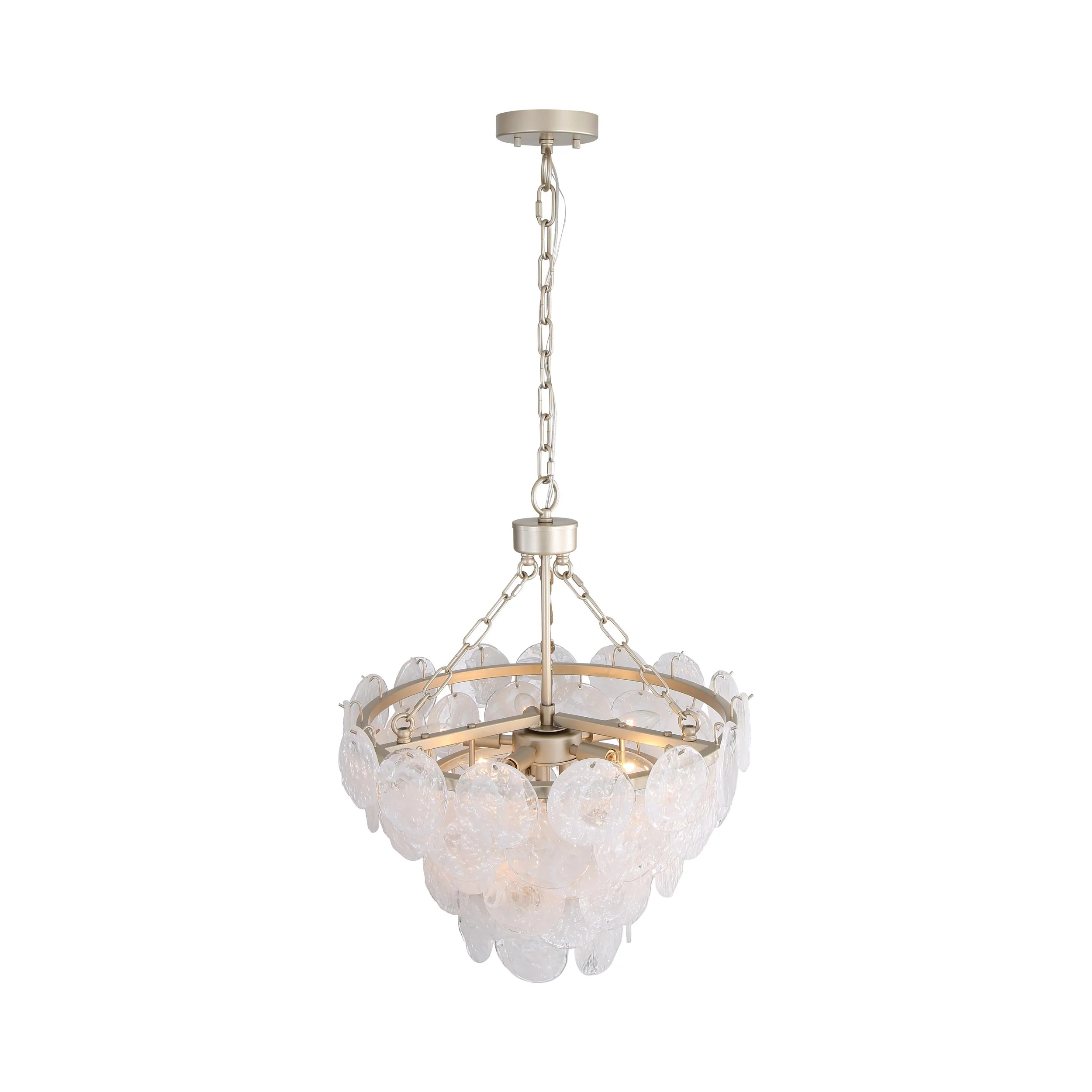 Cascada 8-light Pendant in Aegean Silver and Cirrus Cloud Glass - Image 6