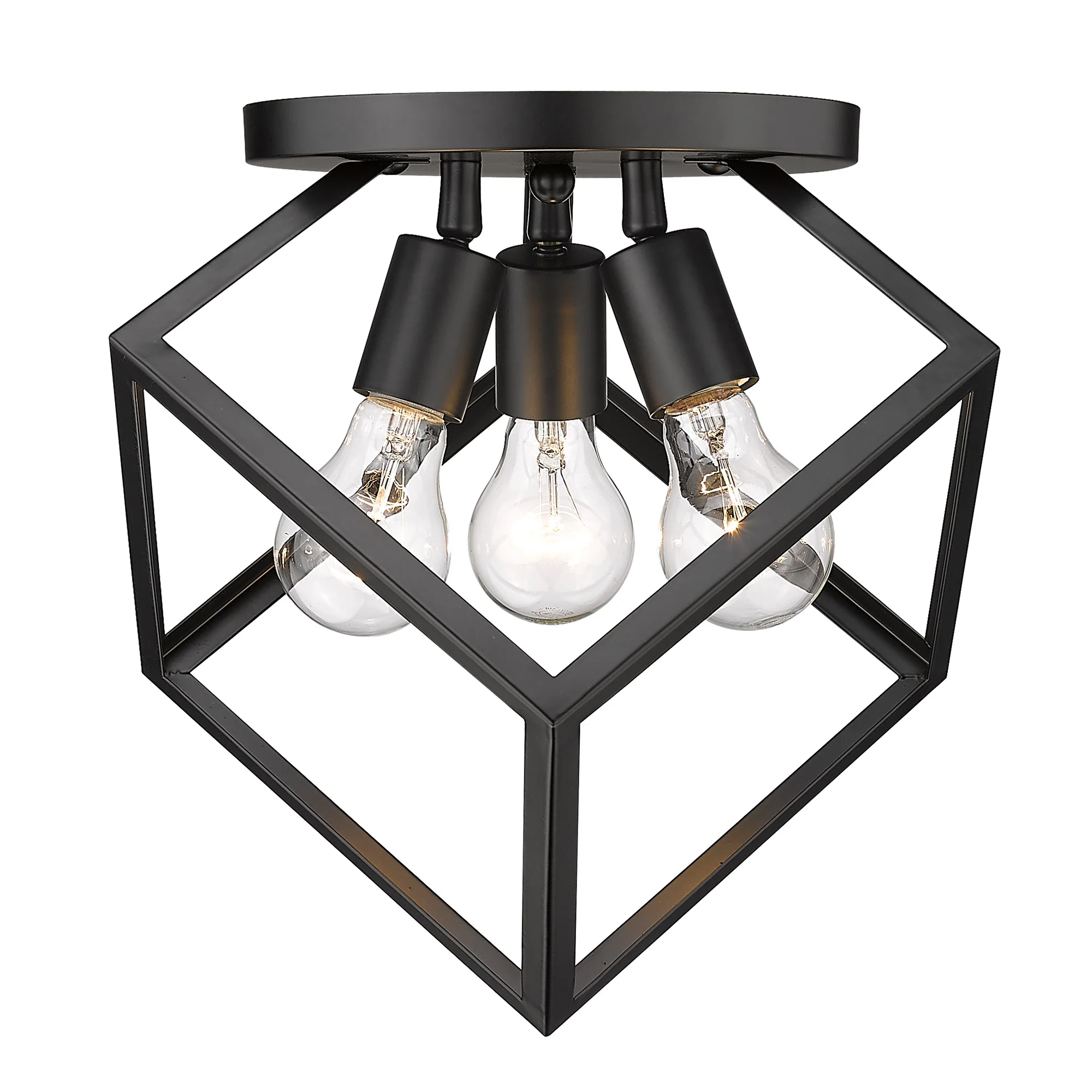 Cassio 3-light Semi-Flush Mount in Matte Black
