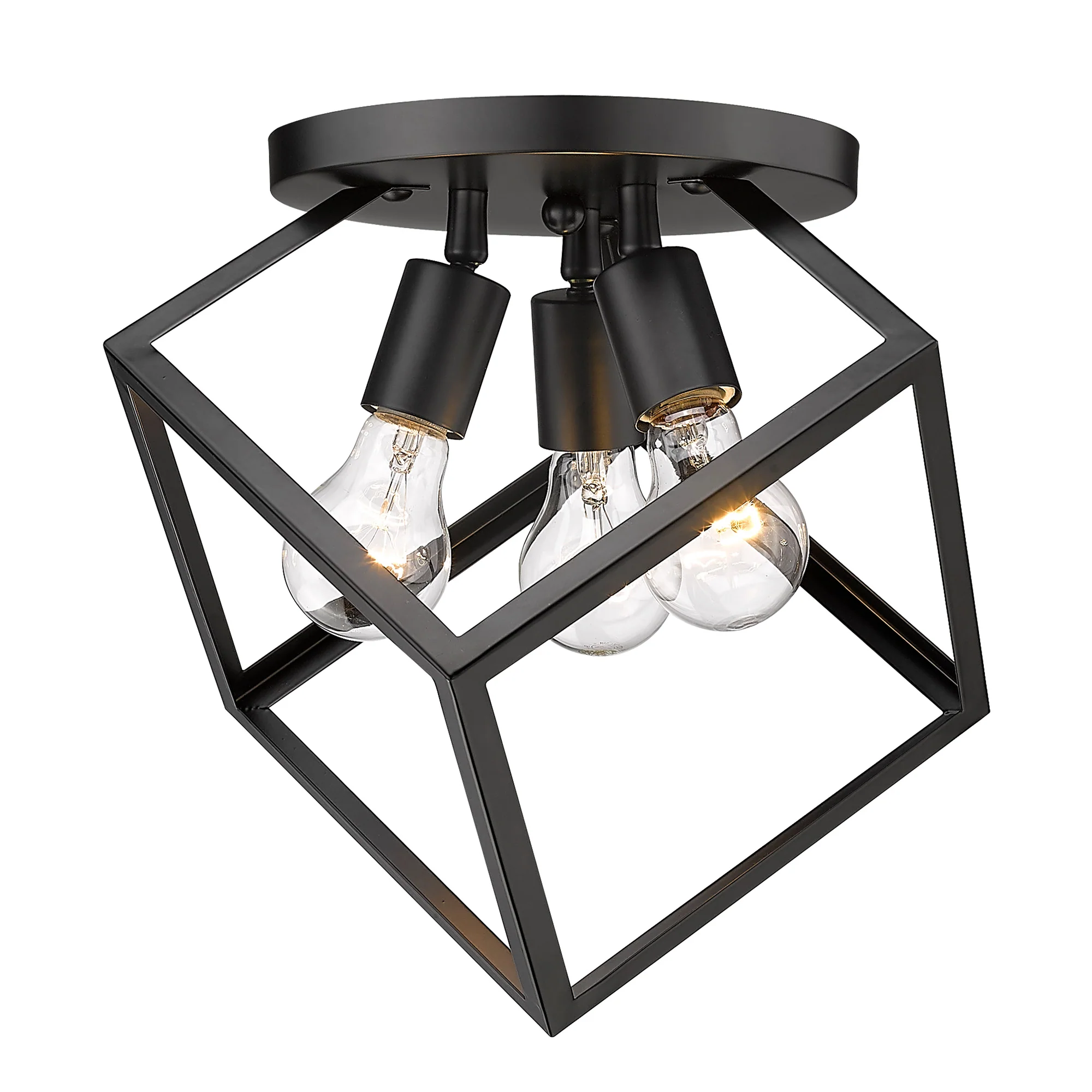 Cassio 3-light Semi-Flush Mount in Matte Black - Image 2