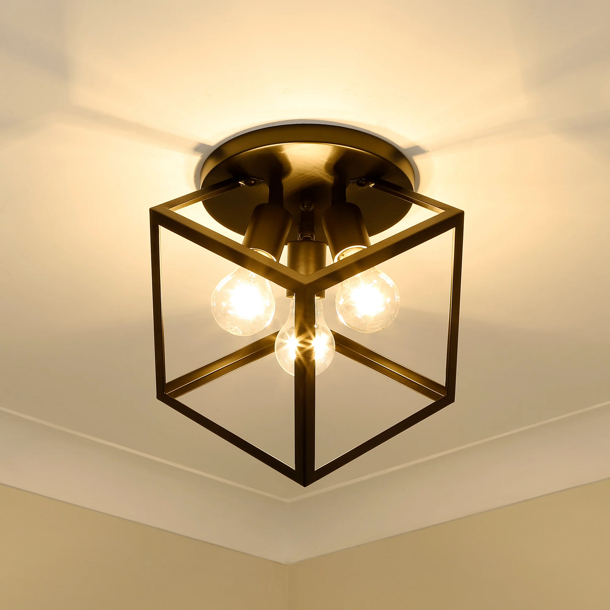 Cassio 3-light Semi-Flush Mount in Matte Black - Image 3