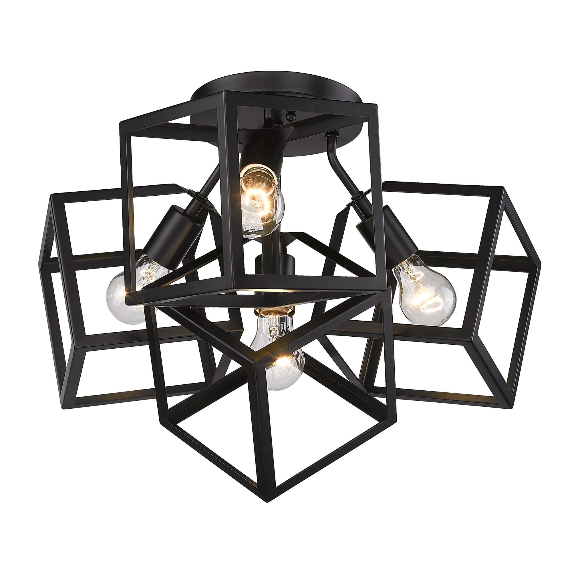 Cassio 4-light Semi-Flush Mount in Matte Black