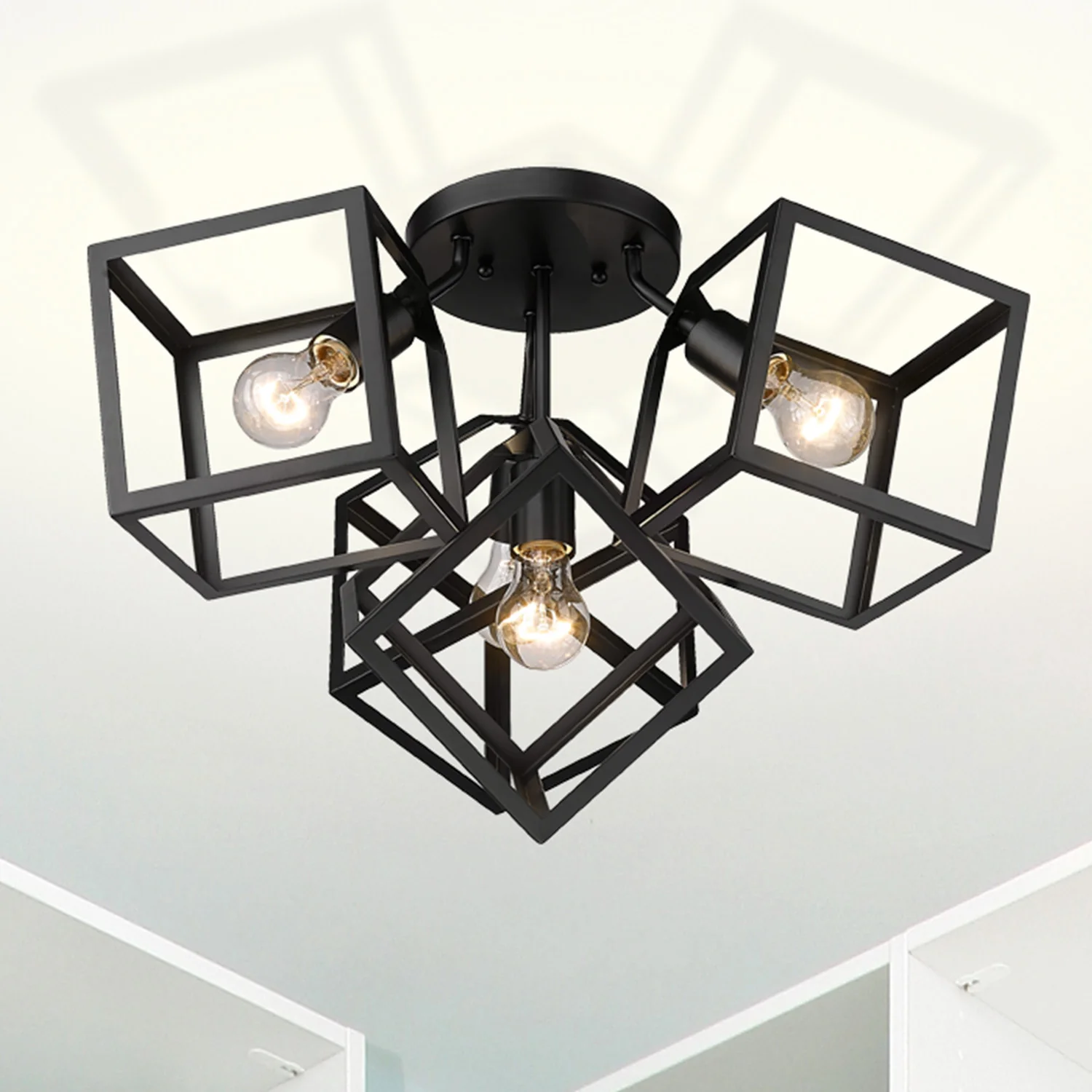 Cassio 4-light Semi-Flush Mount in Matte Black - Image 6