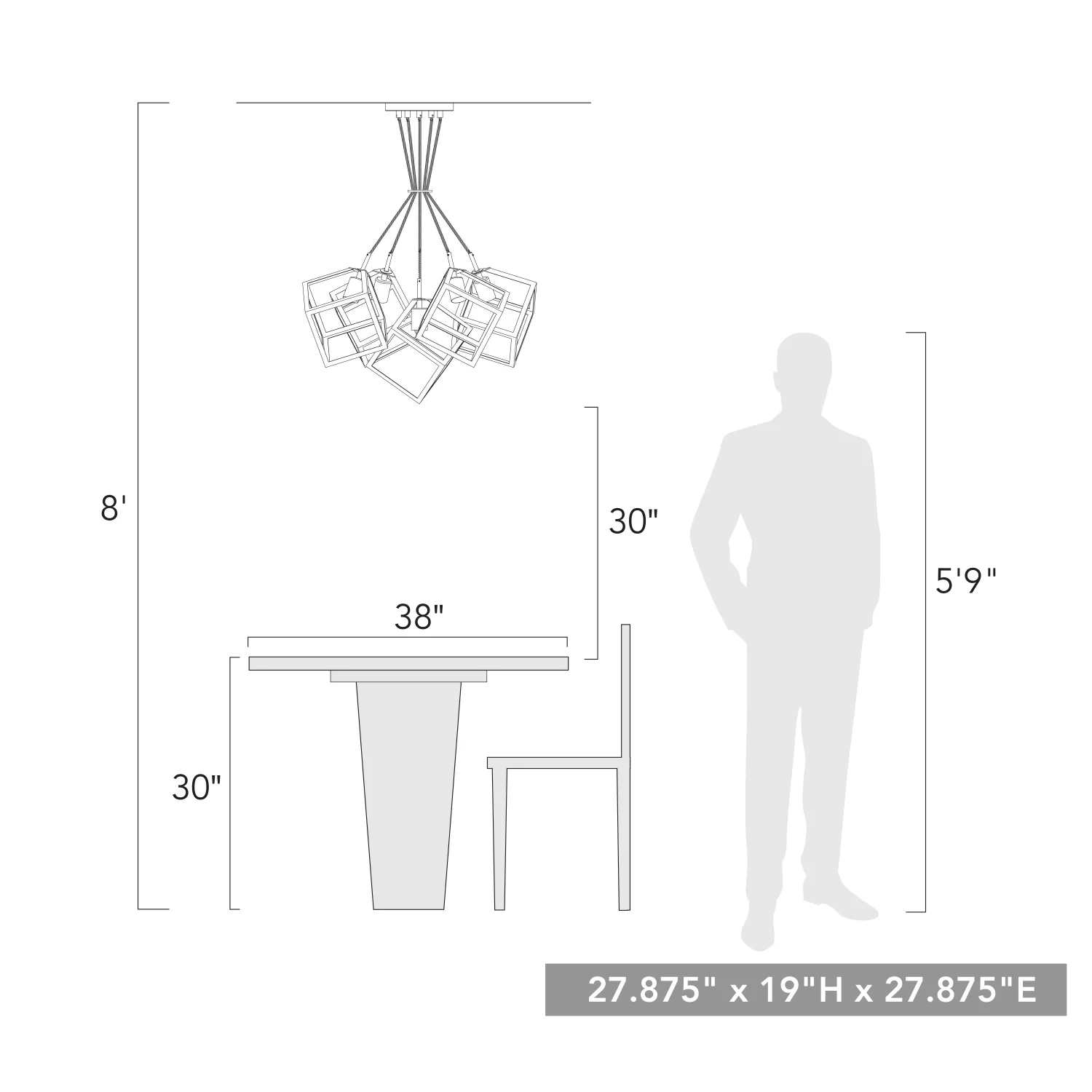 Cassio 5-light Chandelier in Matte Black - Image 9