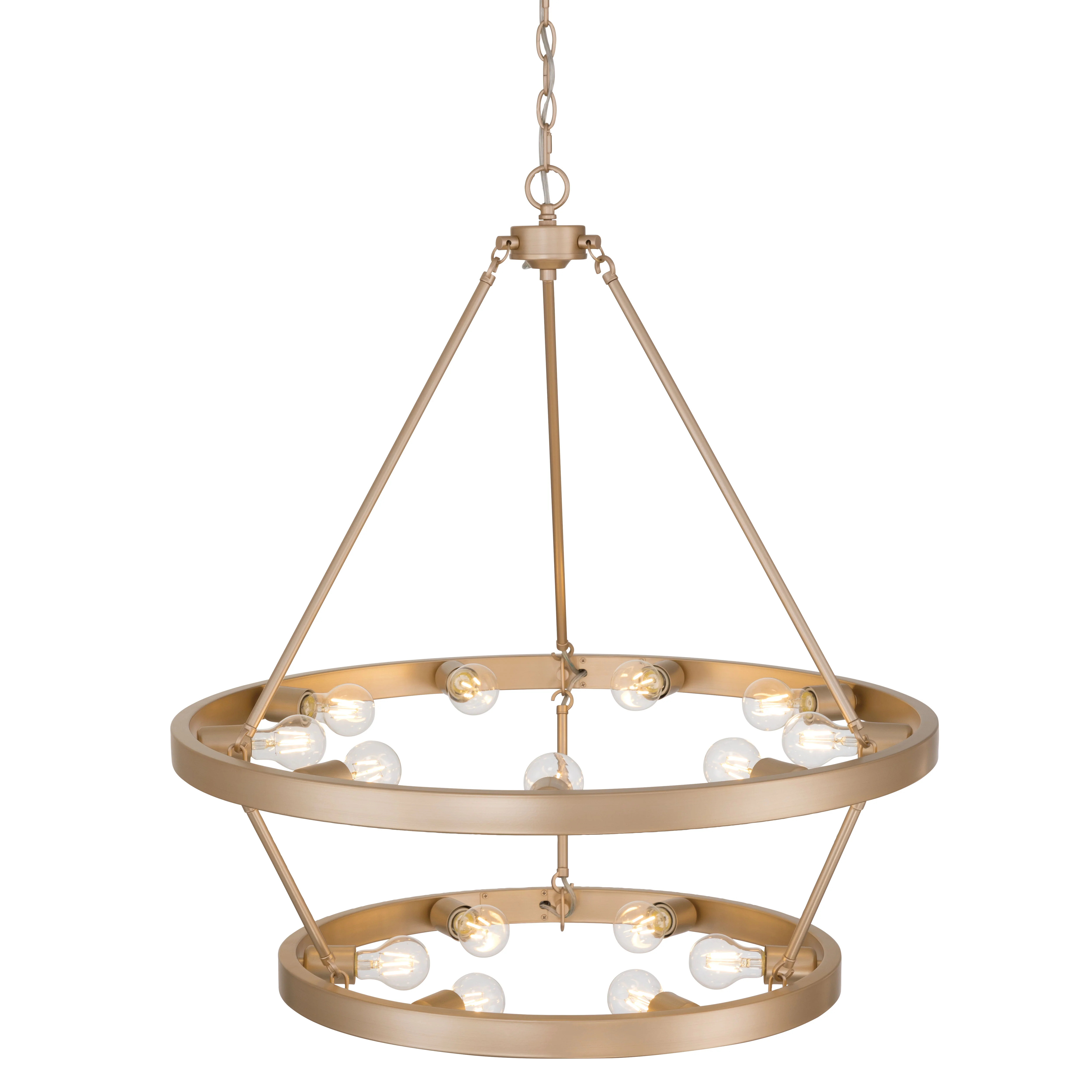 Castile 15-light 2-tier Chandelier (9+6) in French Gold - Image 3