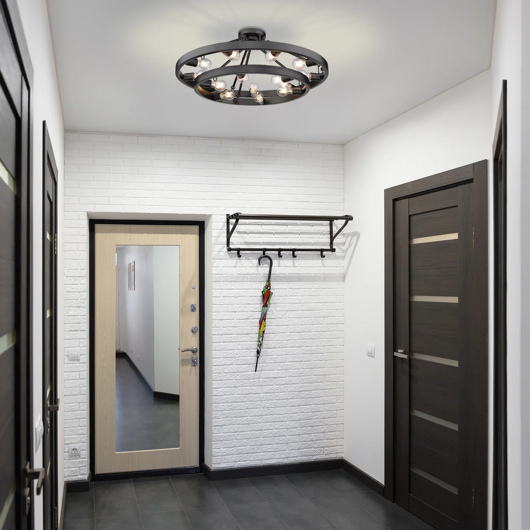 Castile 15-light Semi-Flush Mount in Matte Black - Image 6
