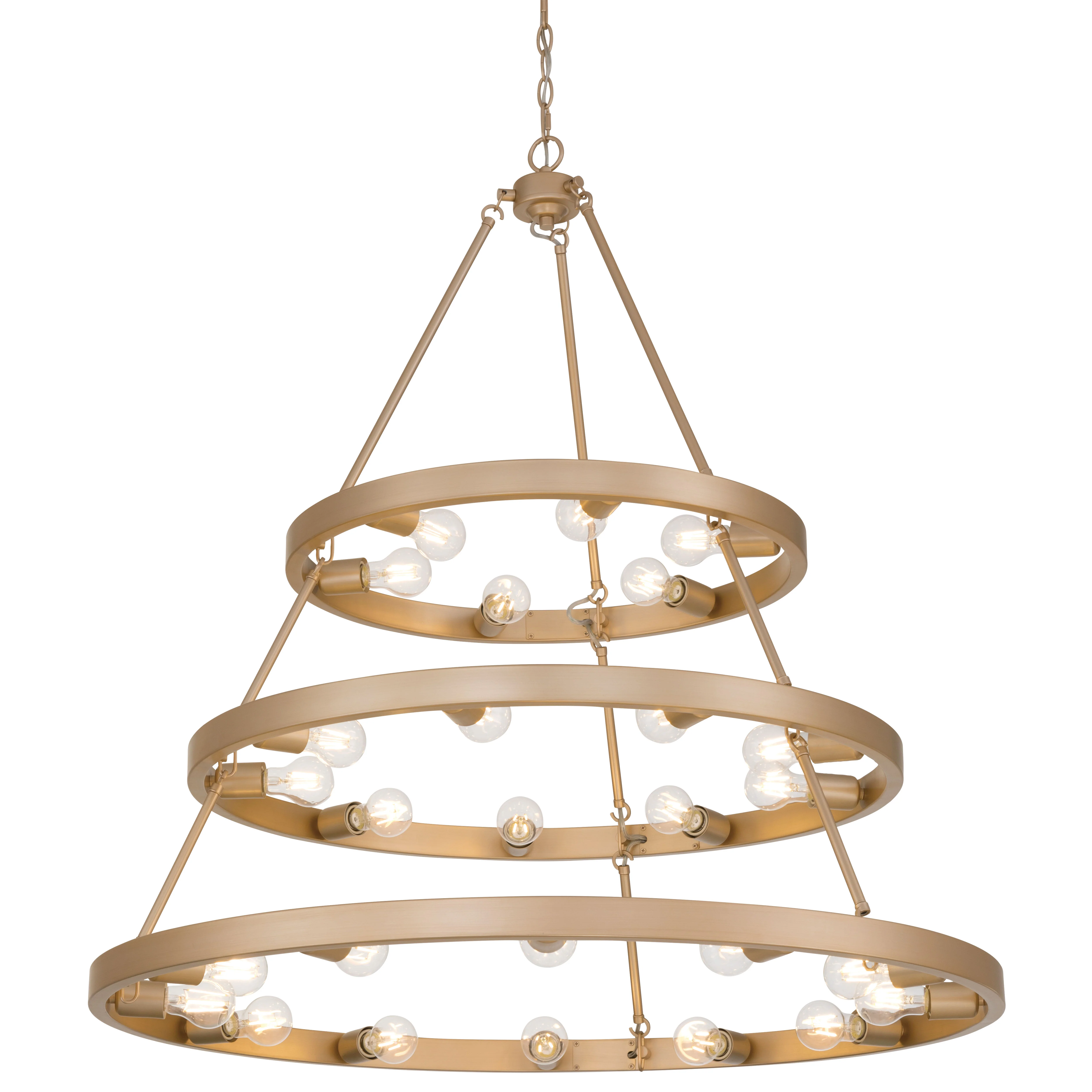 Castile 27-light 3-tier Chandelier (6+9+12) in French Gold