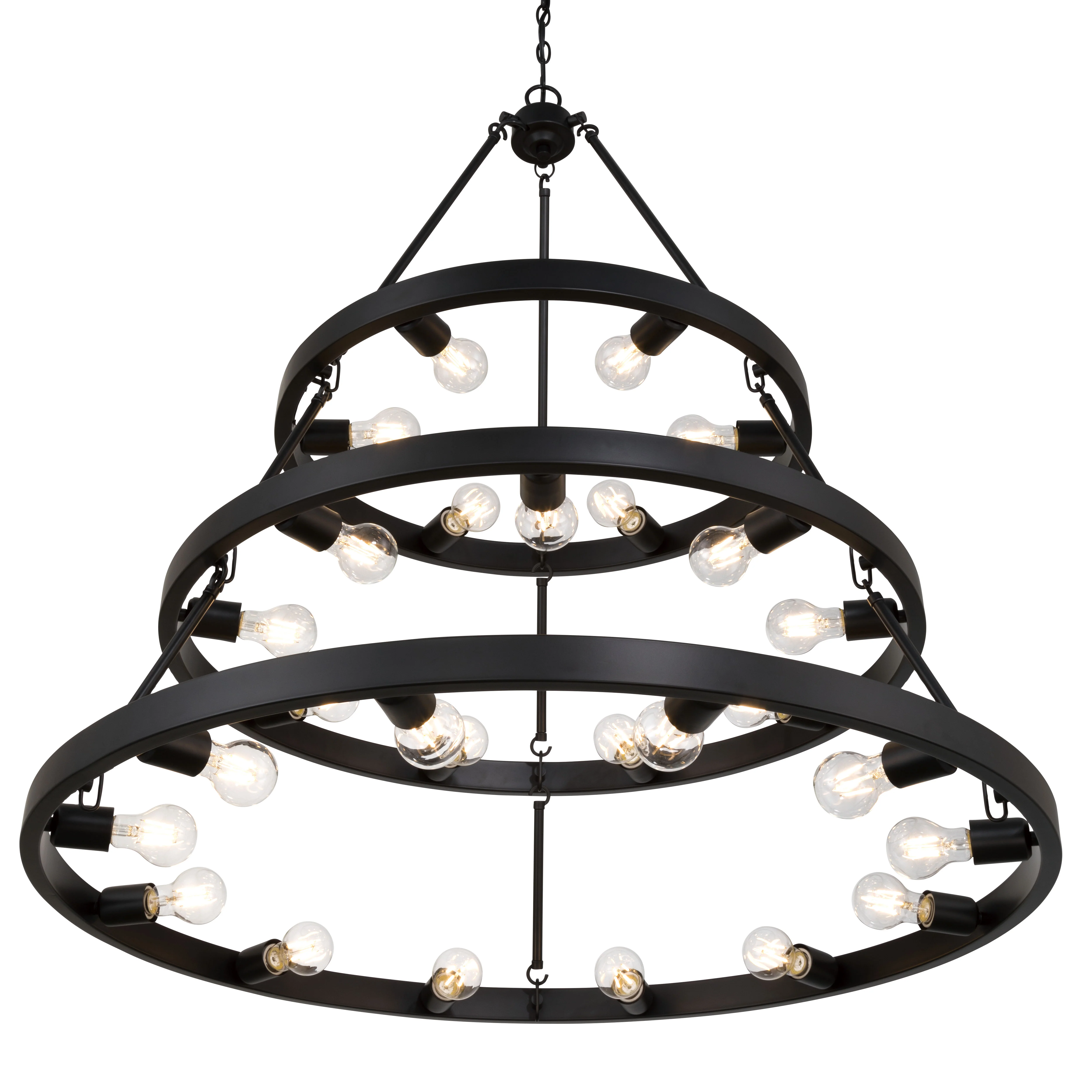 Castile 27-light 3-tier Chandelier (6+9+12) in Matte Black - Image 3