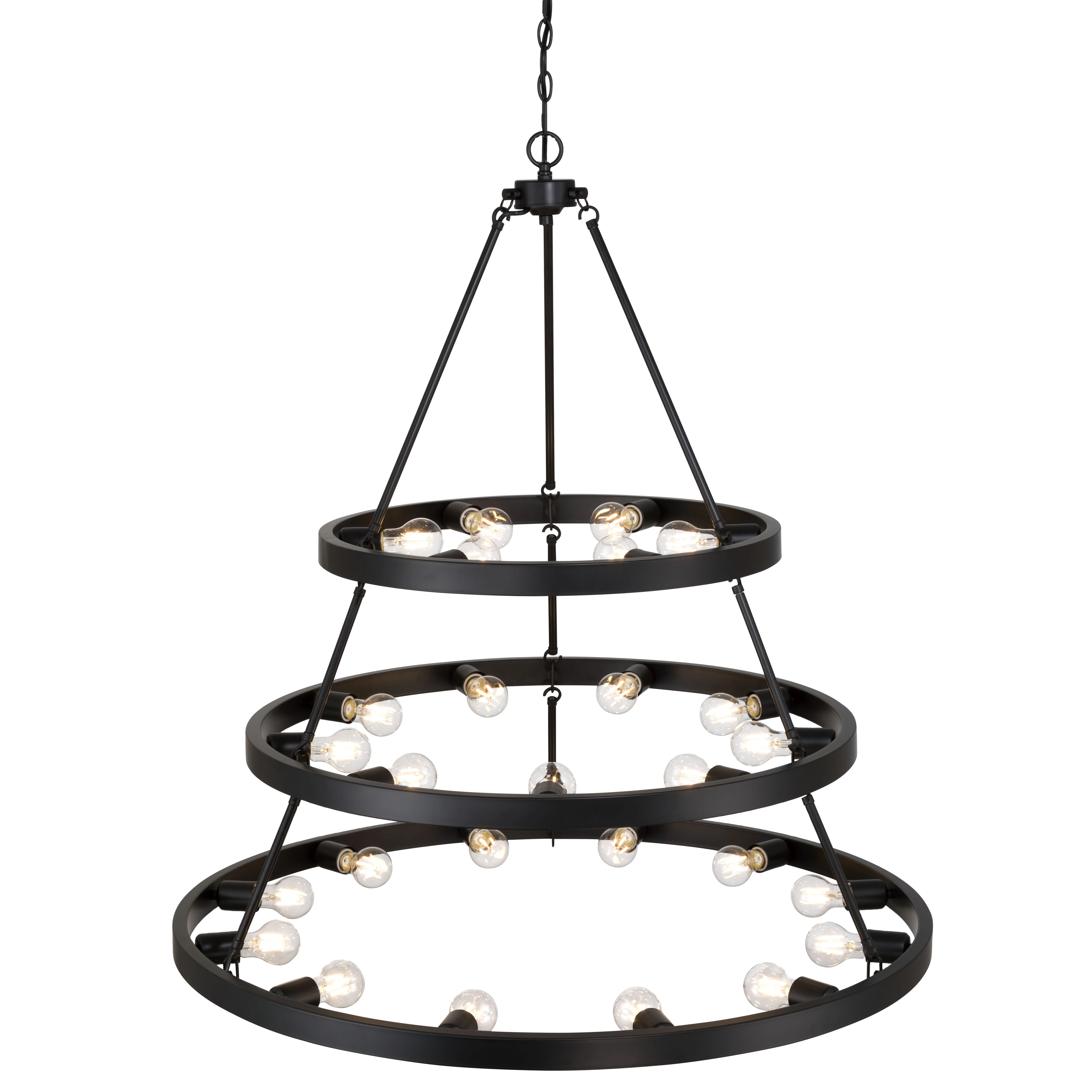 Castile 27-light 3-tier Chandelier (6+9+12) in Matte Black - Image 4