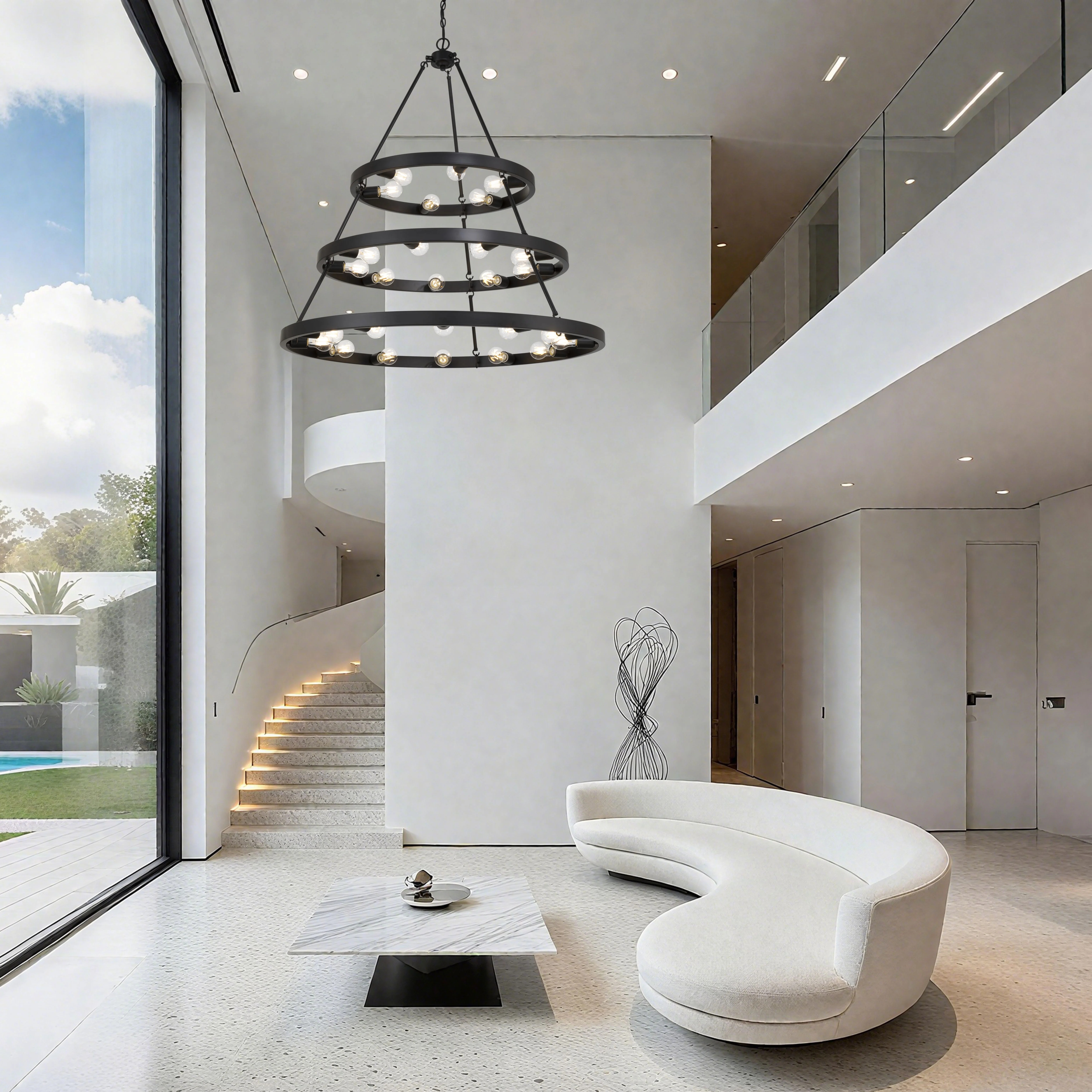 Castile 27-light 3-tier Chandelier (6+9+12) in Matte Black - Image 7