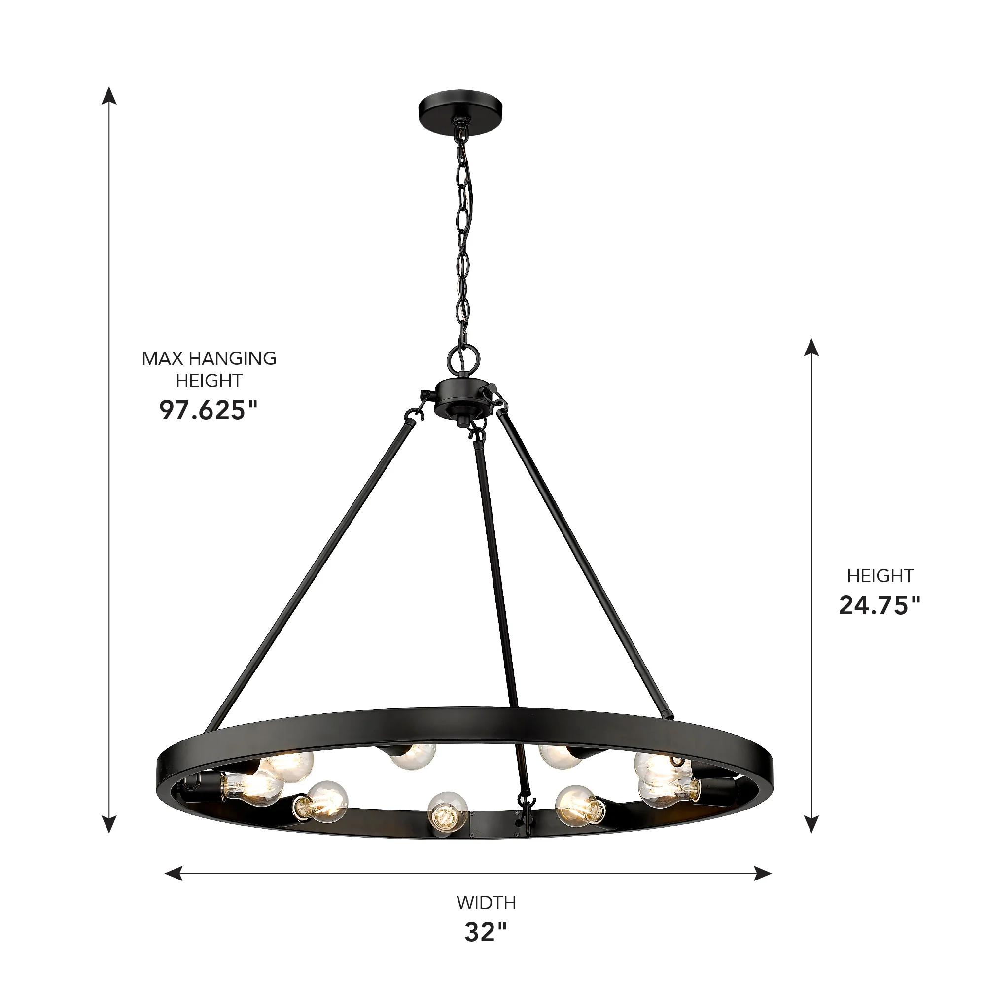 Castile 9-light Chandelier in Matte Black - Image 4