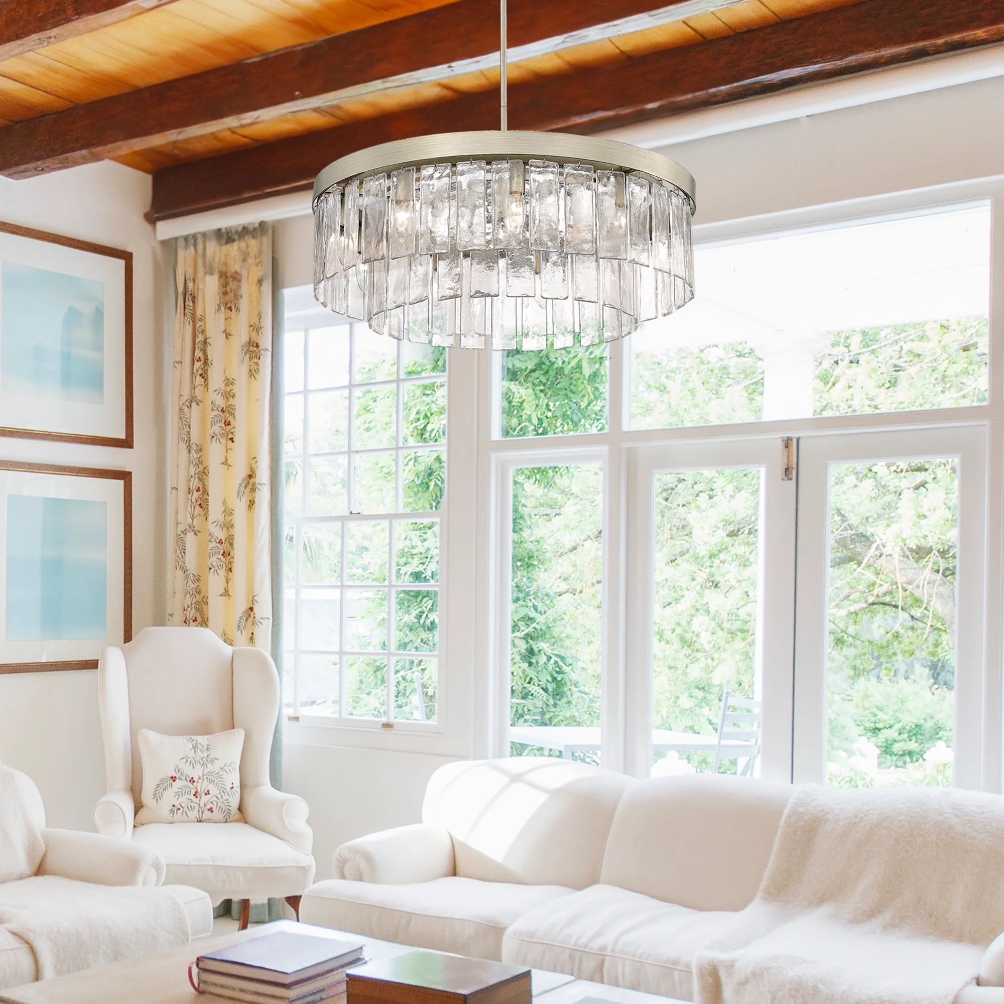 Ciara 9-light Chandelier in White Gold - Image 7