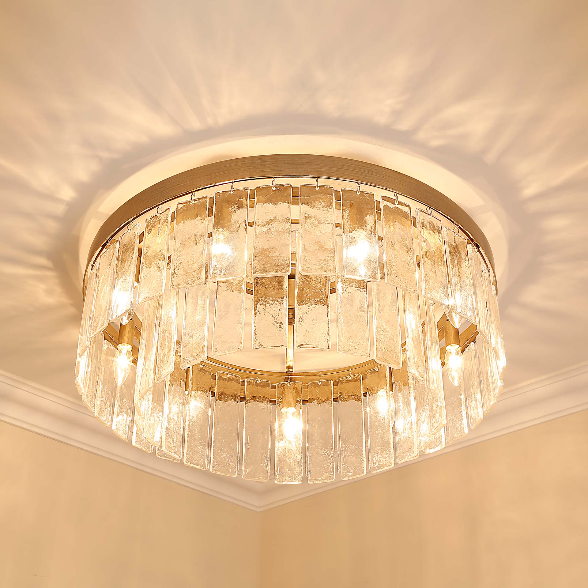 Ciara 9-light Semi-Flush Mount in White Gold - Image 4