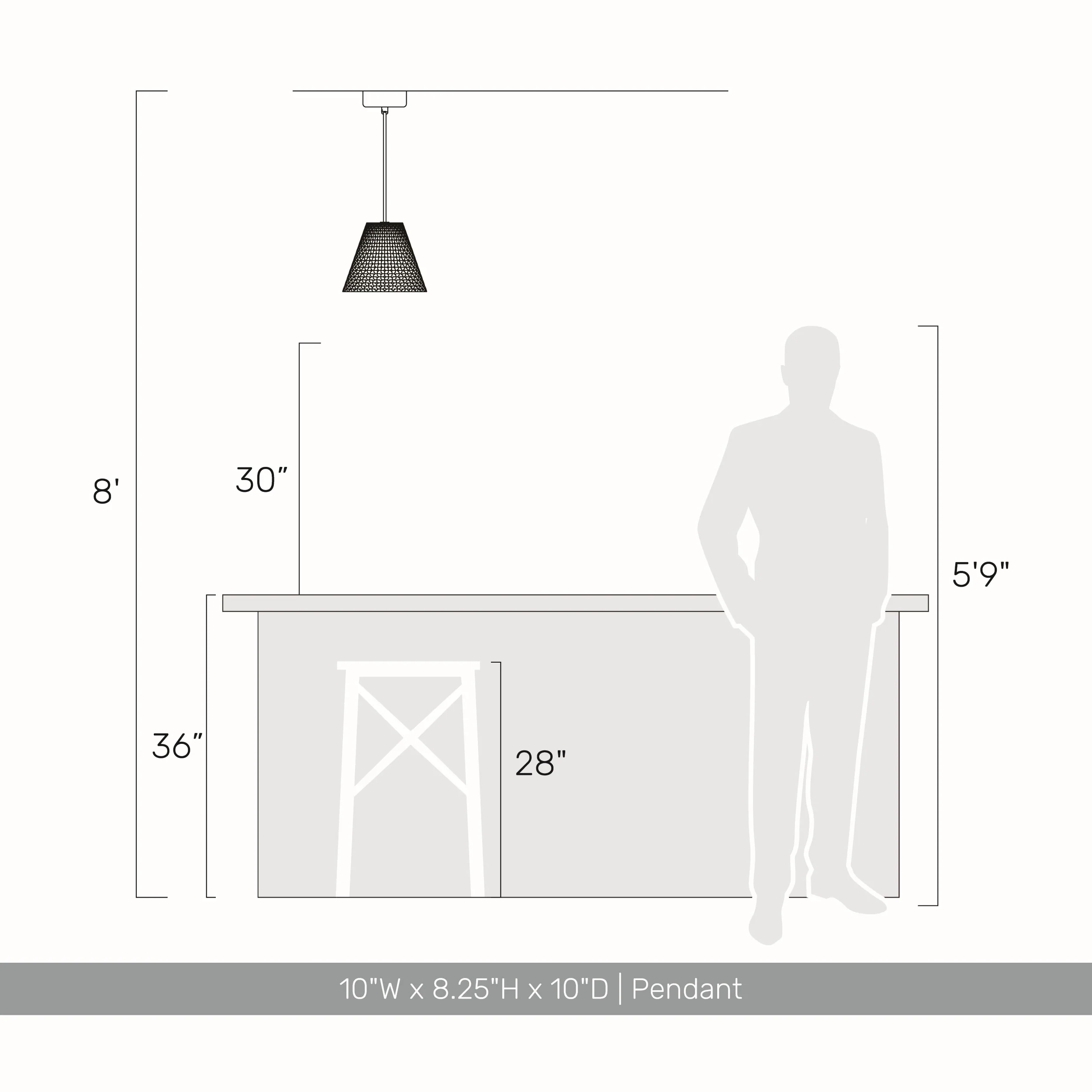 Clarus 10in Integrated LED Pendant in White Sandstone Cement - Image 6