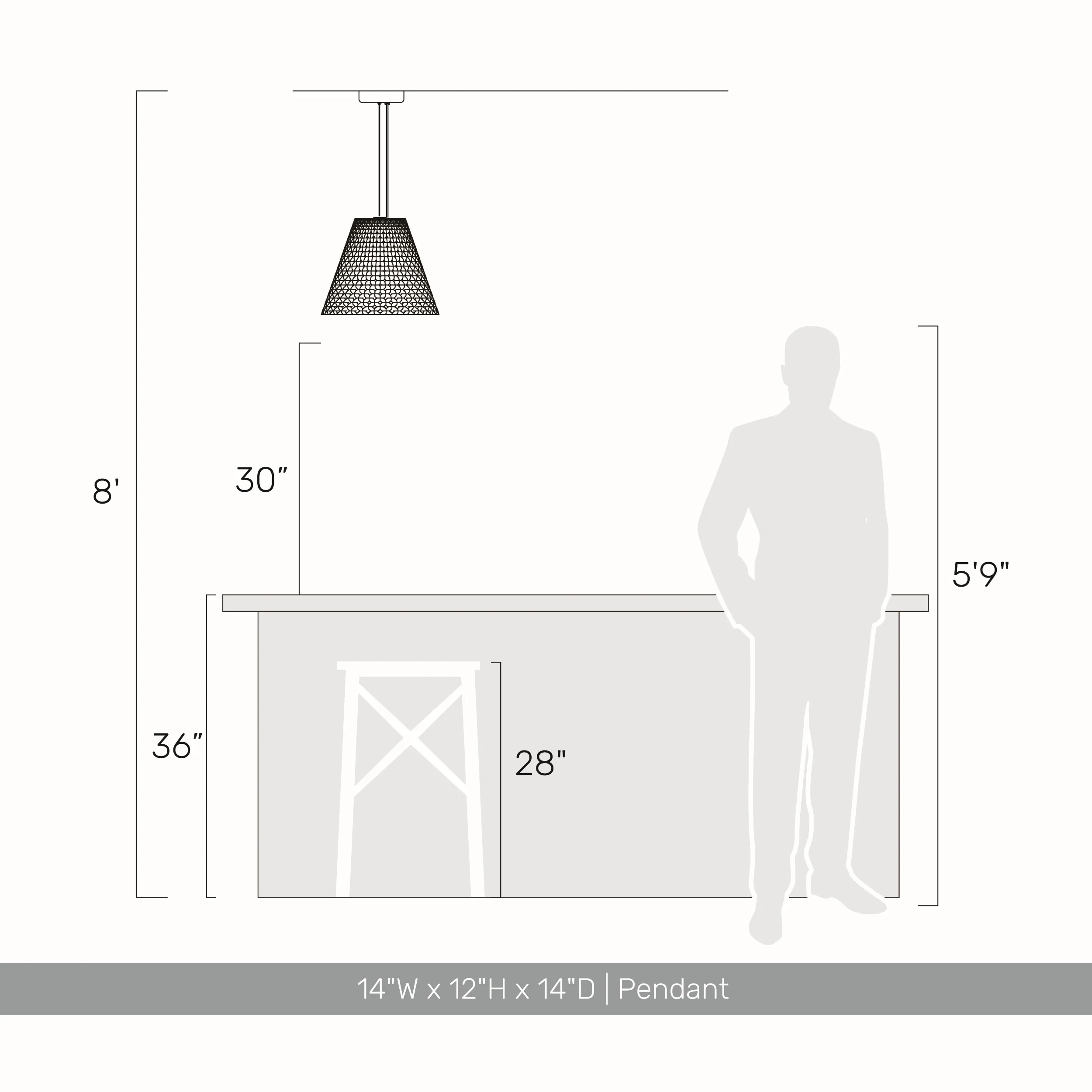 Clarus 14in Integrated LED Pendant in Grey Cement - Image 7
