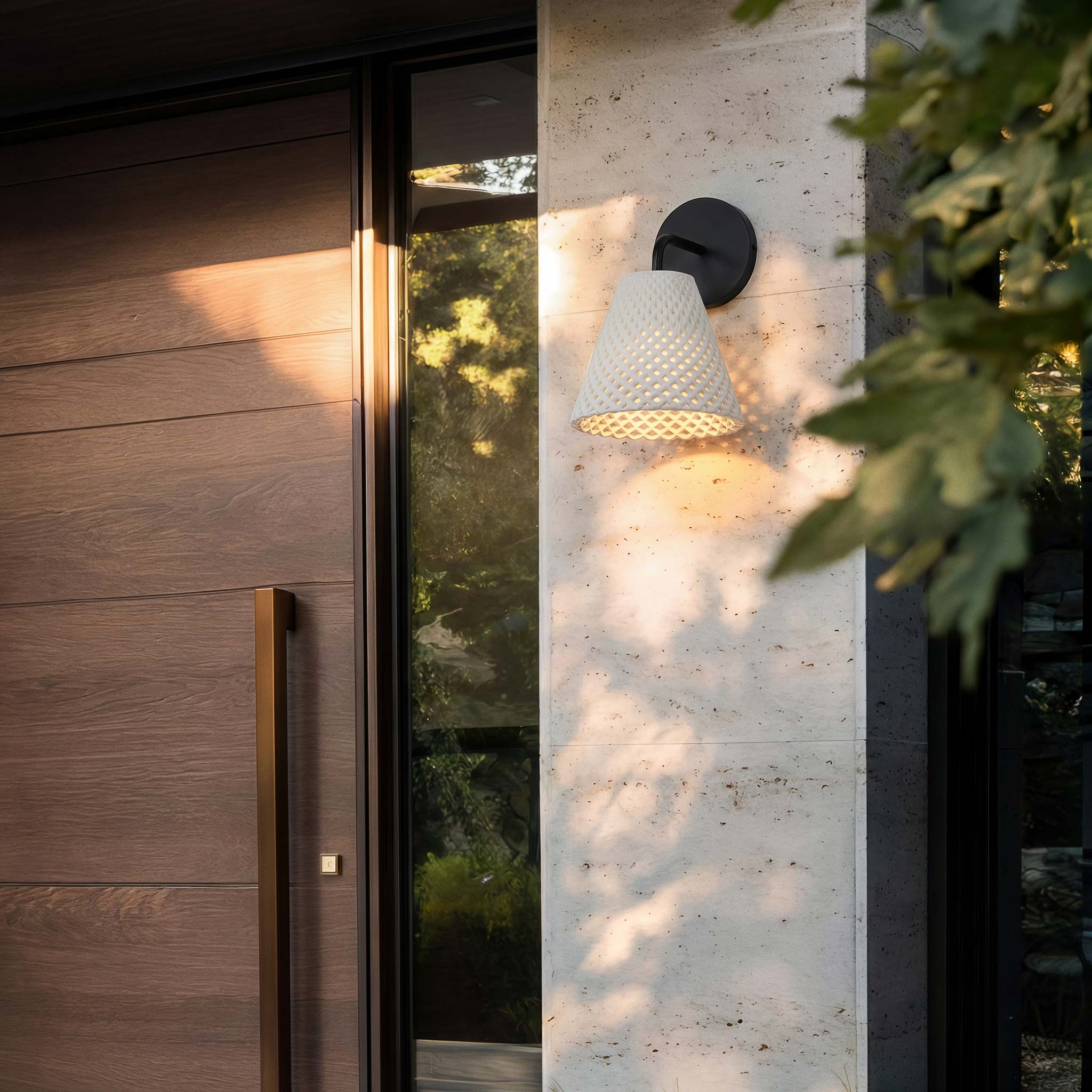 Clarus Integrated LED Wall Sconce in White Sandstone Cement - Image 6