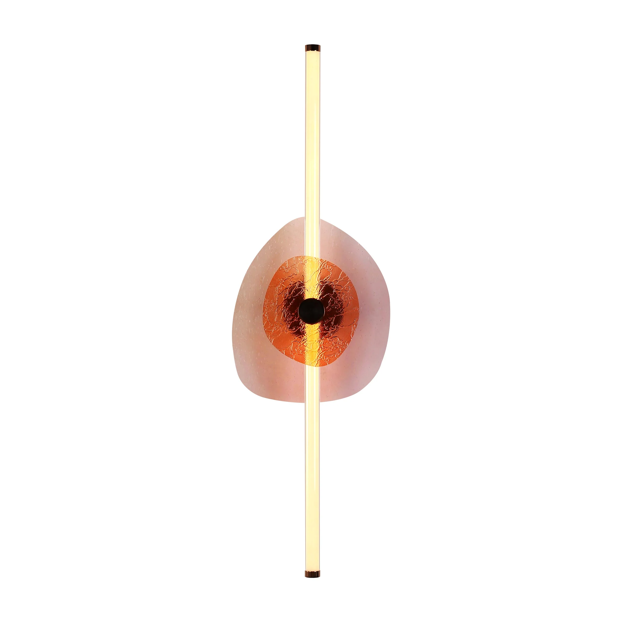 Colorella LED Wall Sconce in Rose Gold with Pink and Orange Glass