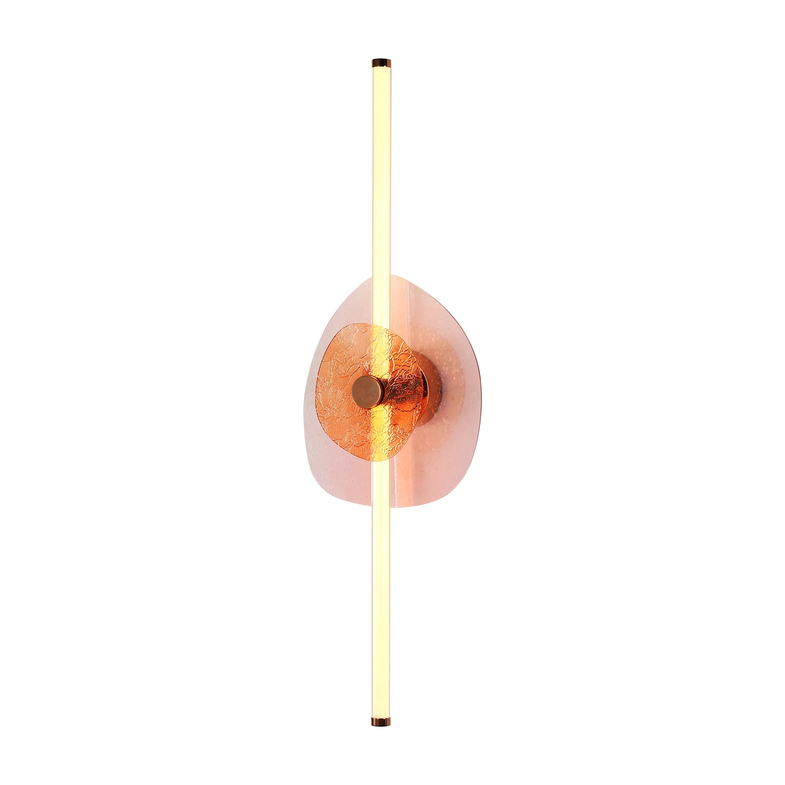 Colorella LED Wall Sconce in Rose Gold with Pink and Orange Glass - Image 2