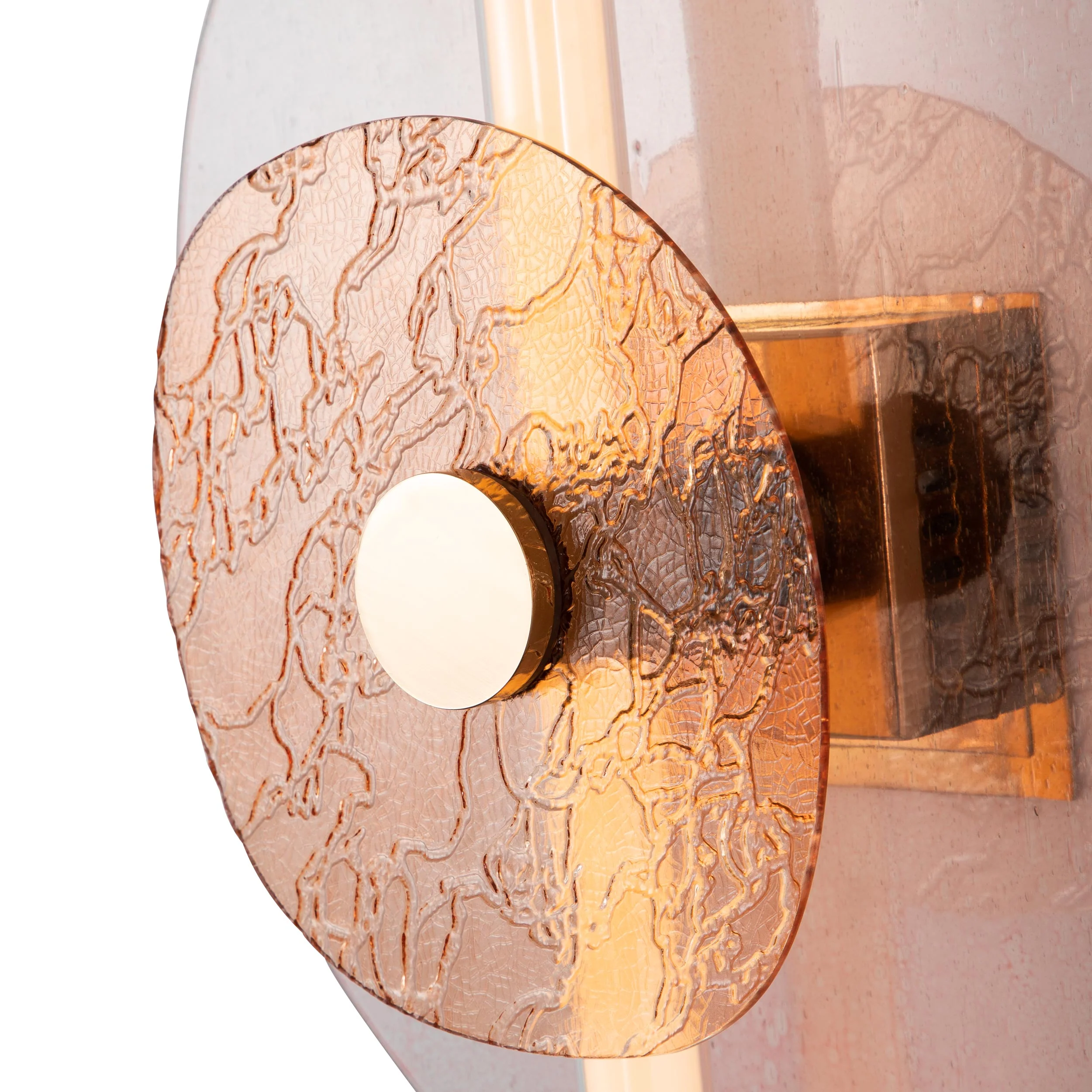 Colorella LED Wall Sconce in Rose Gold with Pink and Orange Glass - Image 5