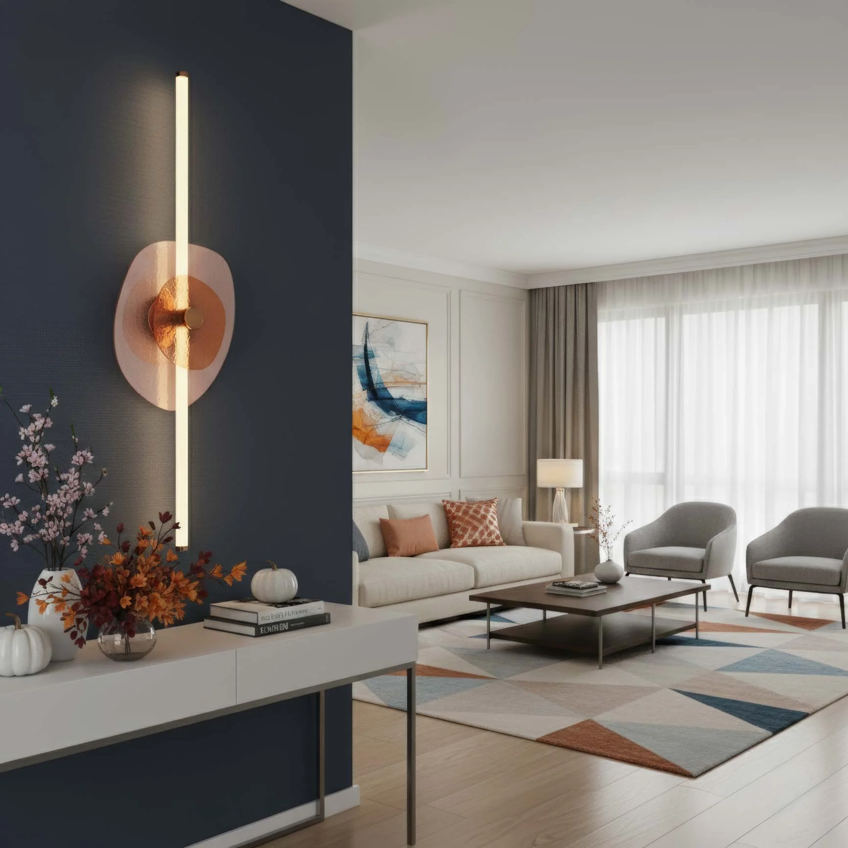 Colorella LED Wall Sconce in Rose Gold with Pink and Orange Glass - Image 8
