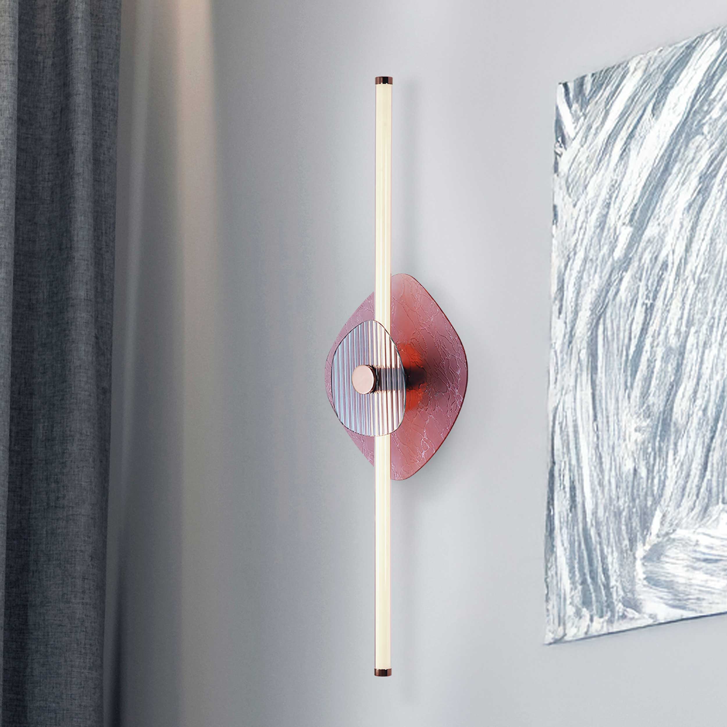 Colorella LED Wall Sconce in Rose Gold with Purple and Blue Glass - Image 6