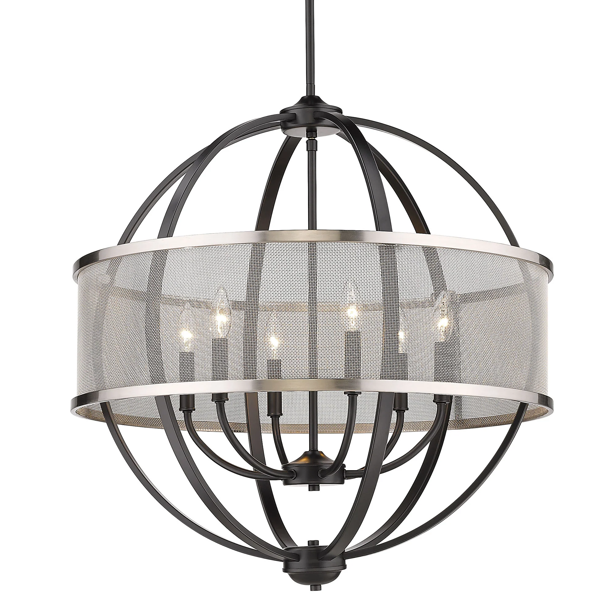 Colson 6-light Chandelier in Matte Black and Pewter shade