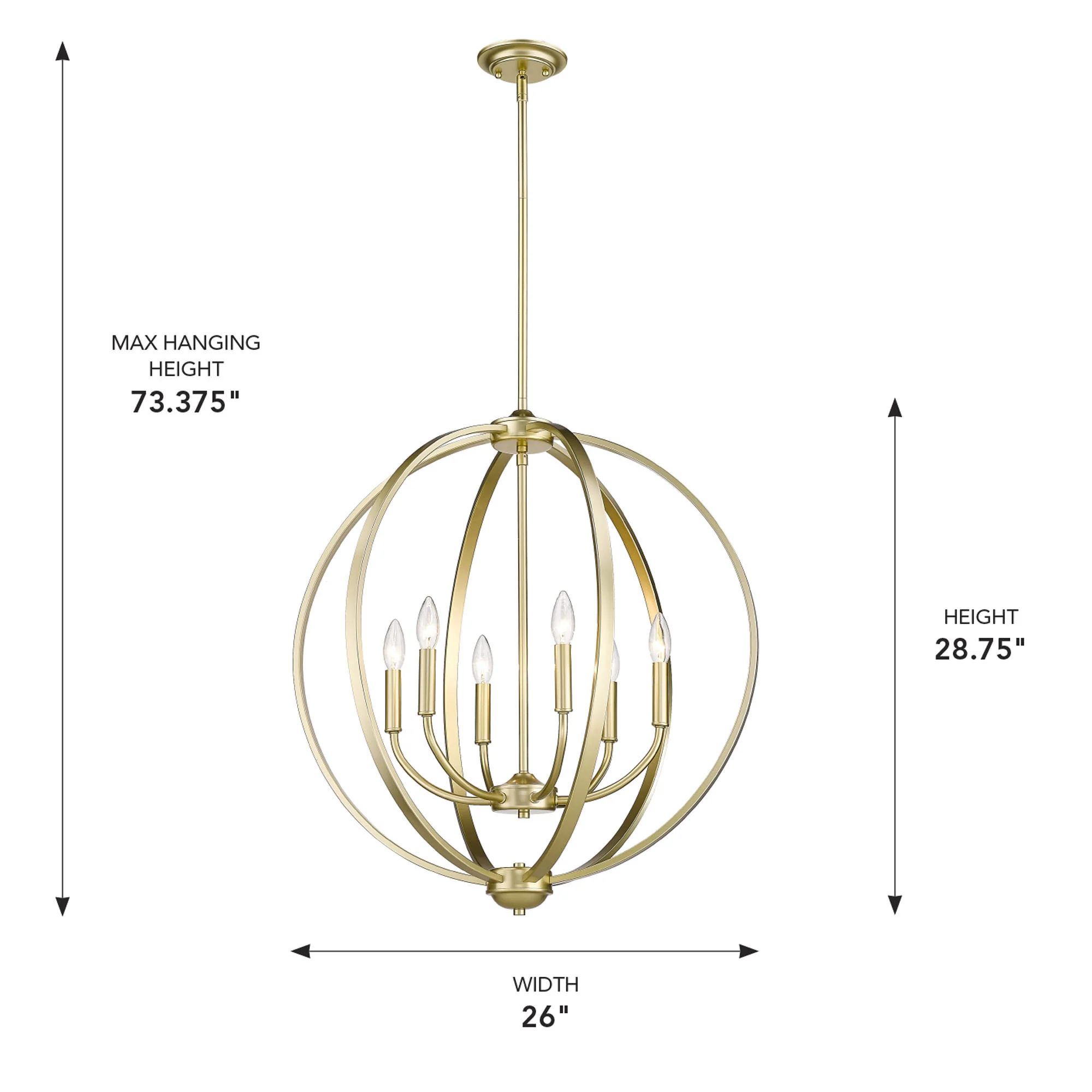 Colson 6-light Chandelier in Olympic Gold - Image 4