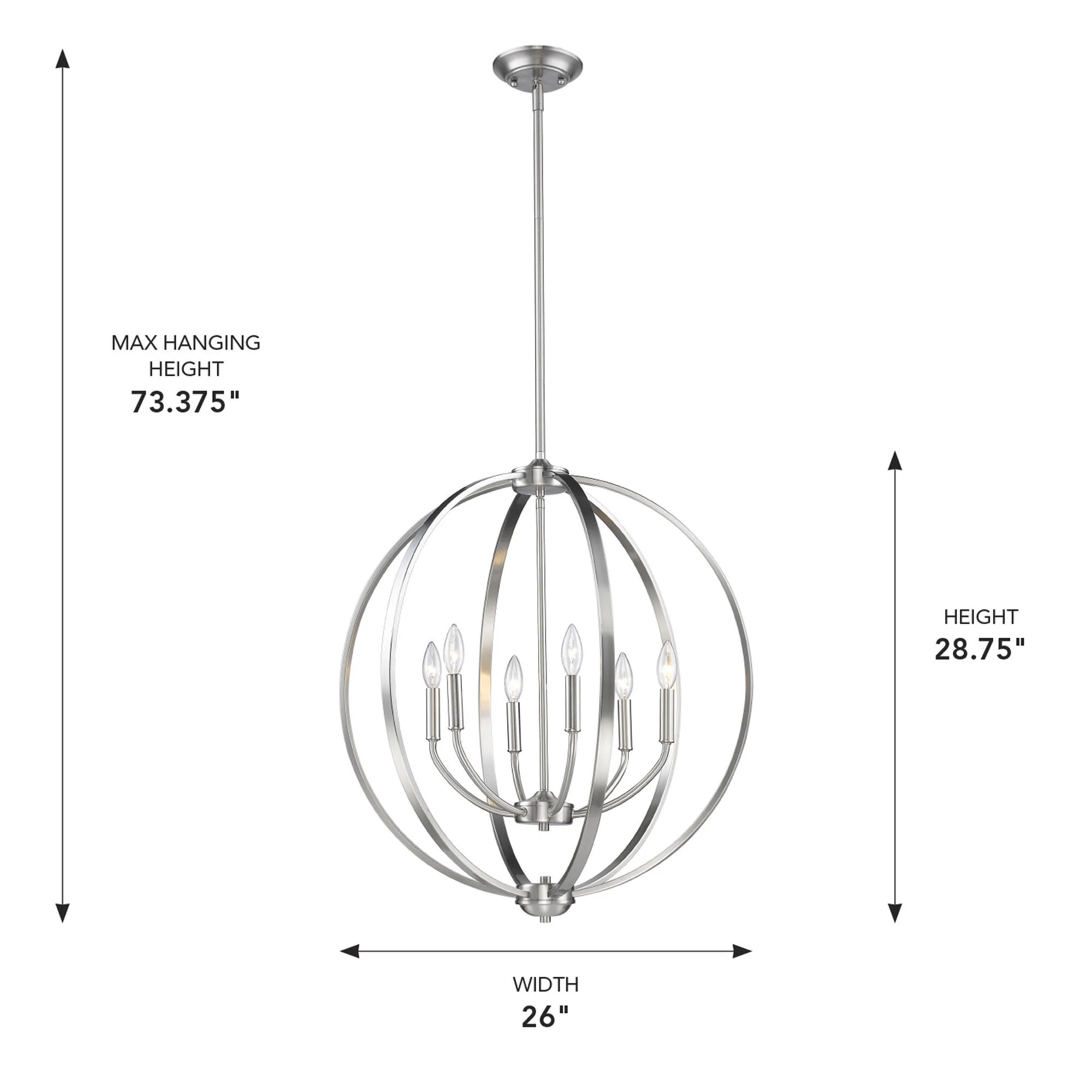 Colson 6-light Chandelier in Pewter - Image 4