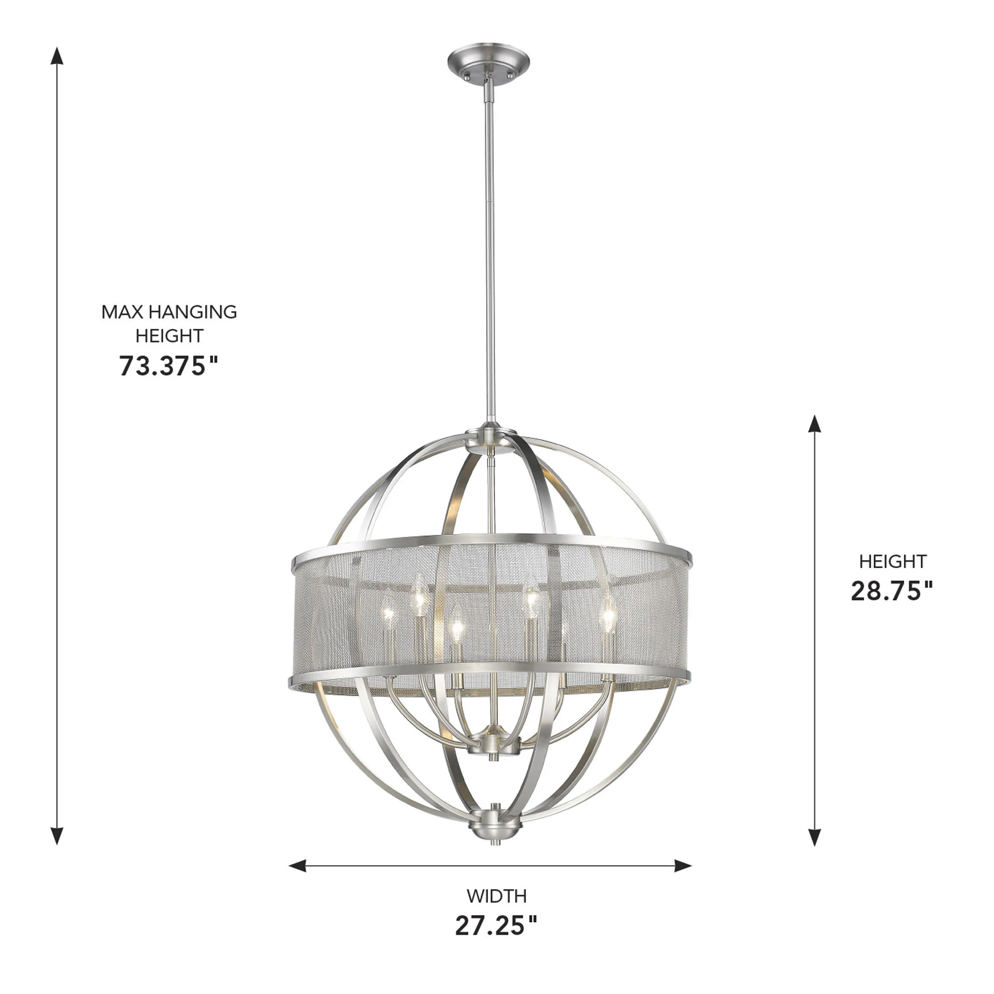 Colson 6-light Chandelier in Pewter and Pewter shade - Image 4