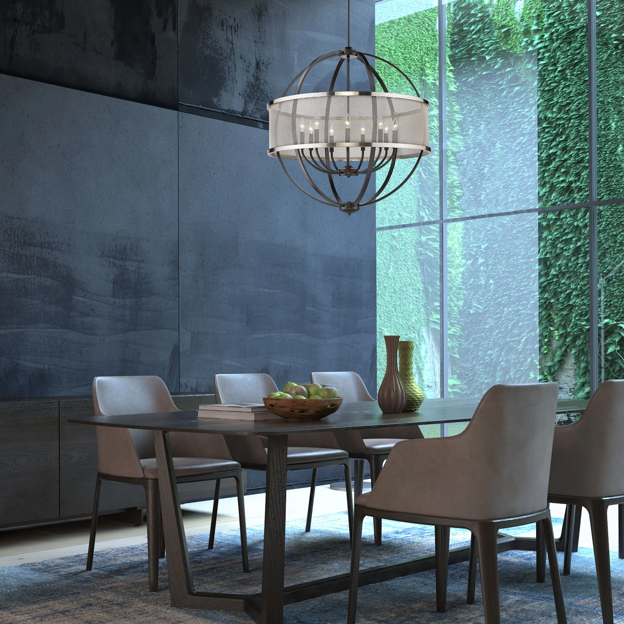 Colson 9-light Chandelier in Matte Black and Pewter shade - Image 3