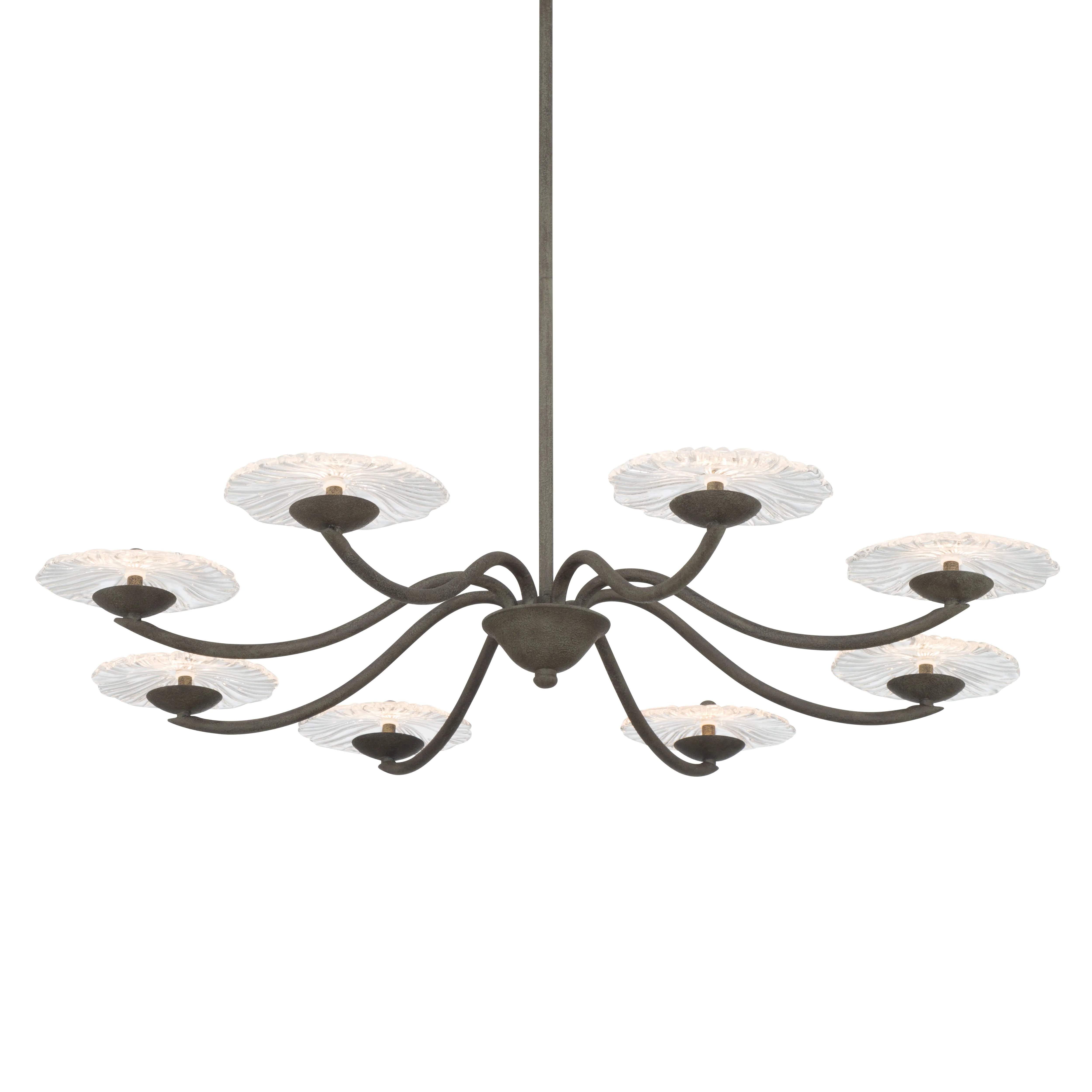 Coral Bloom Integrated LED 31in Chandelier in Black Slate with Pressed Clear Glass