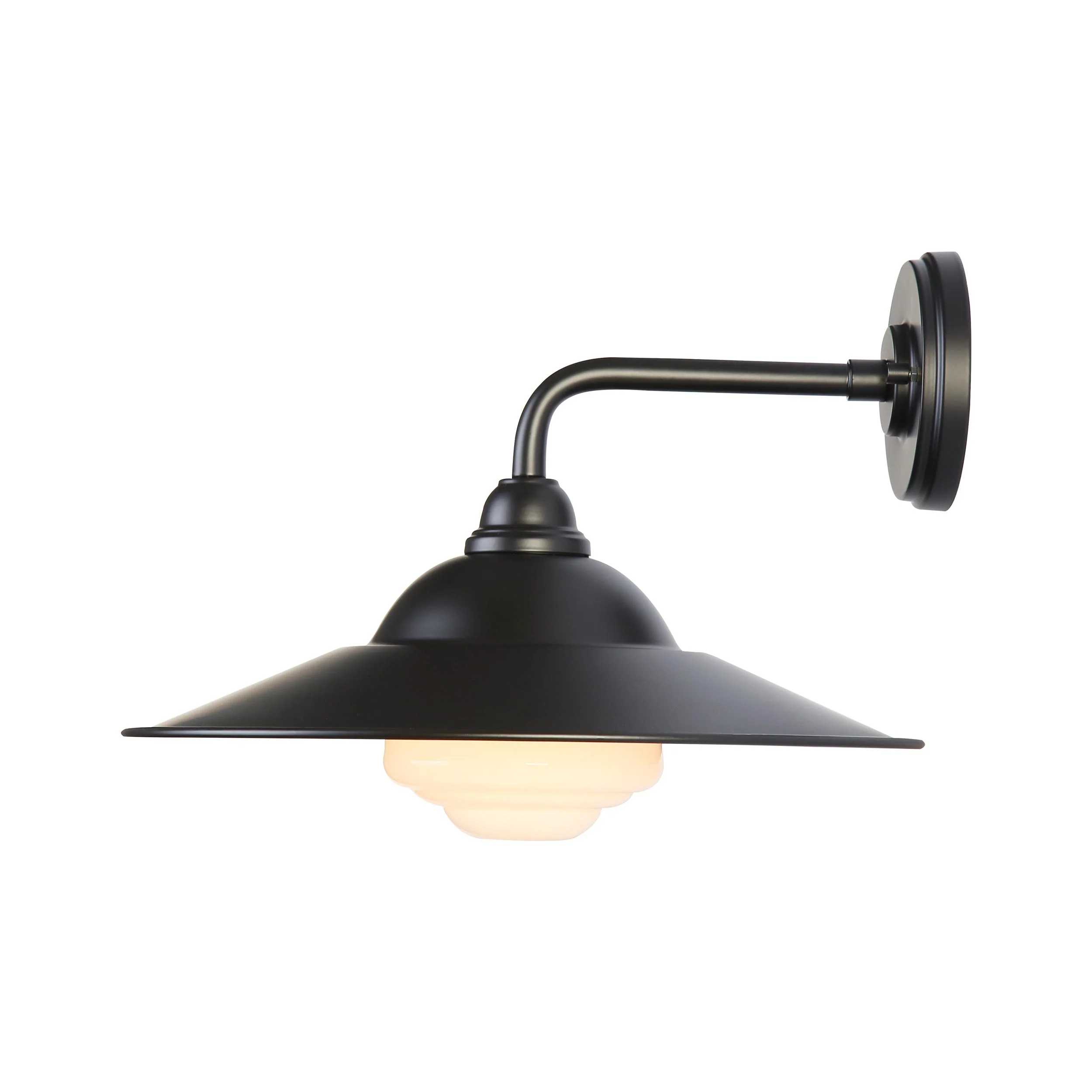 Croma 1-light Wall Sconce in Matte Black shade and White Bell Glass - Image 4