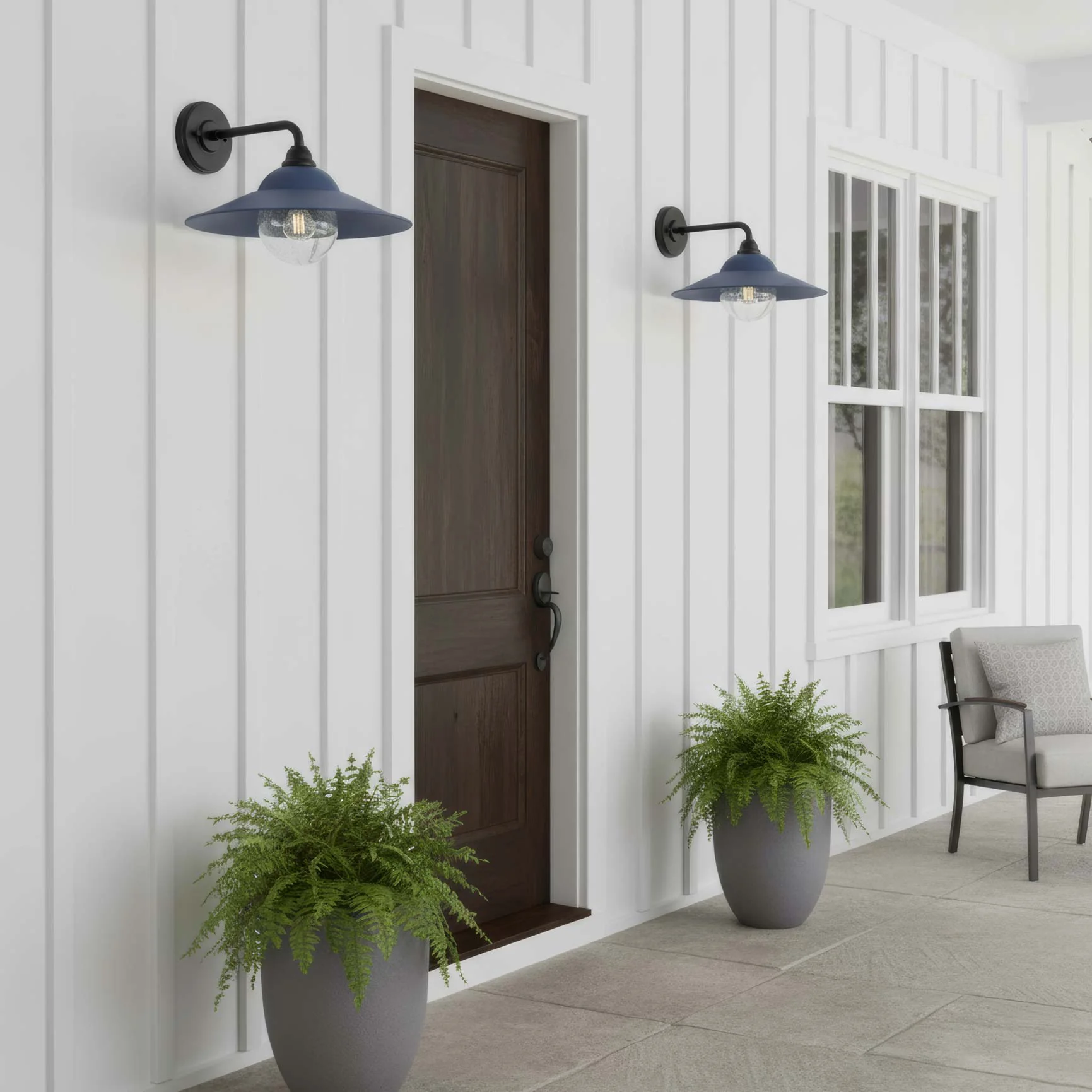 Croma 1-light Wall Sconce in Matte Blue shade and Seeded Glass Ball - Image 6