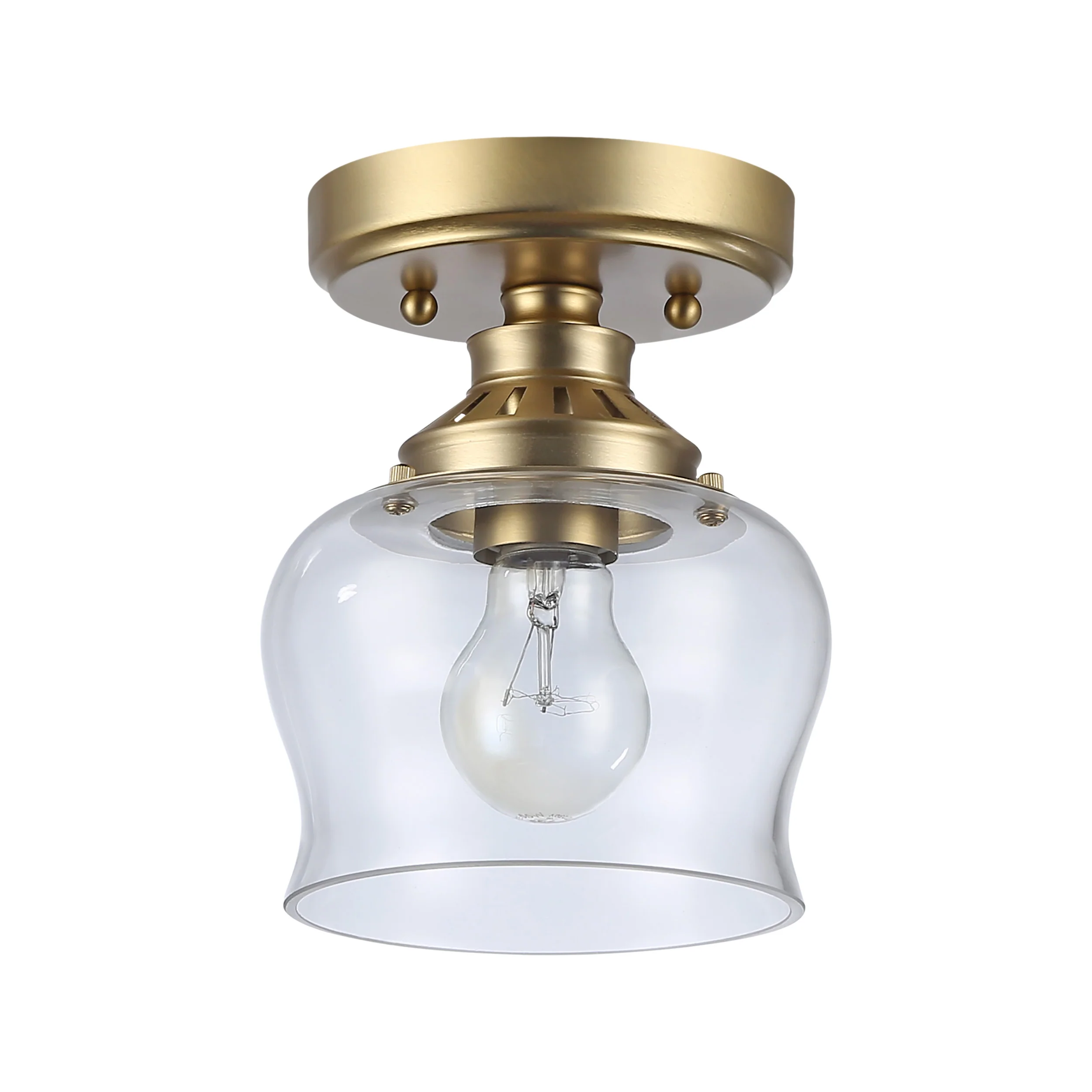 Daphne 1-light Semi-Flush Mount in Brushed Champagne Brass - Image 3