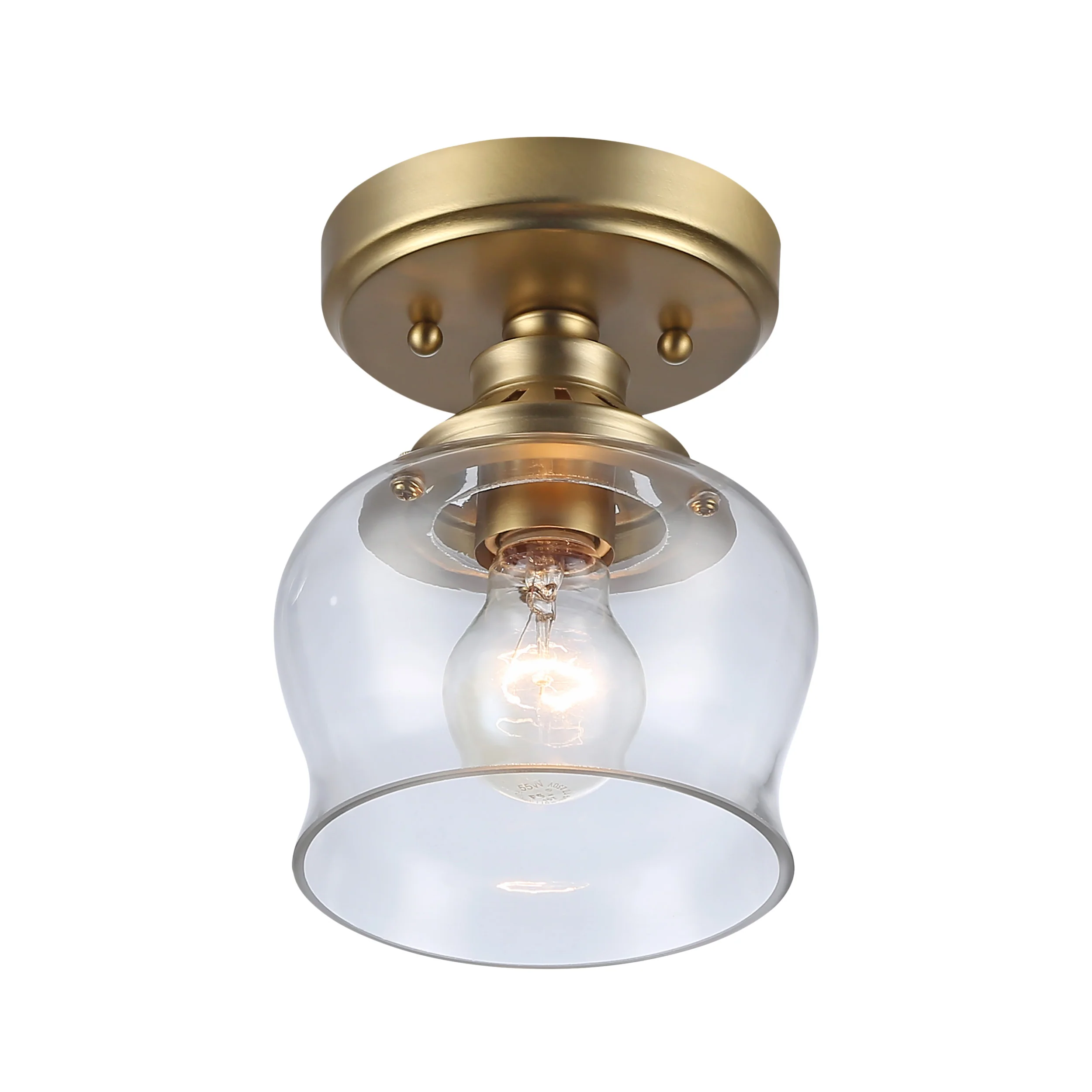 Daphne 1-light Semi-Flush Mount in Brushed Champagne Brass - Image 4
