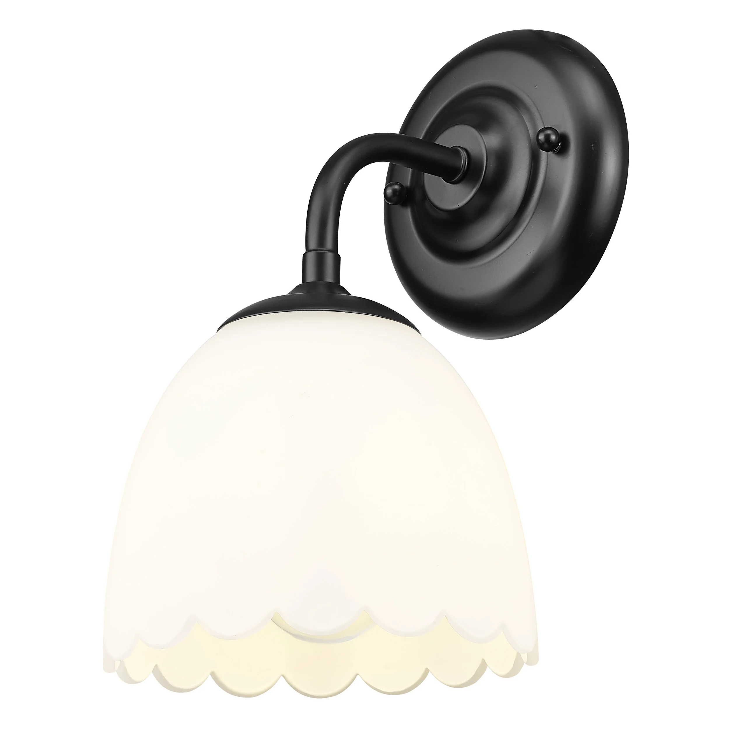 Dorinda 1-Light Wall Sconce in Matte Black with Opal Glass