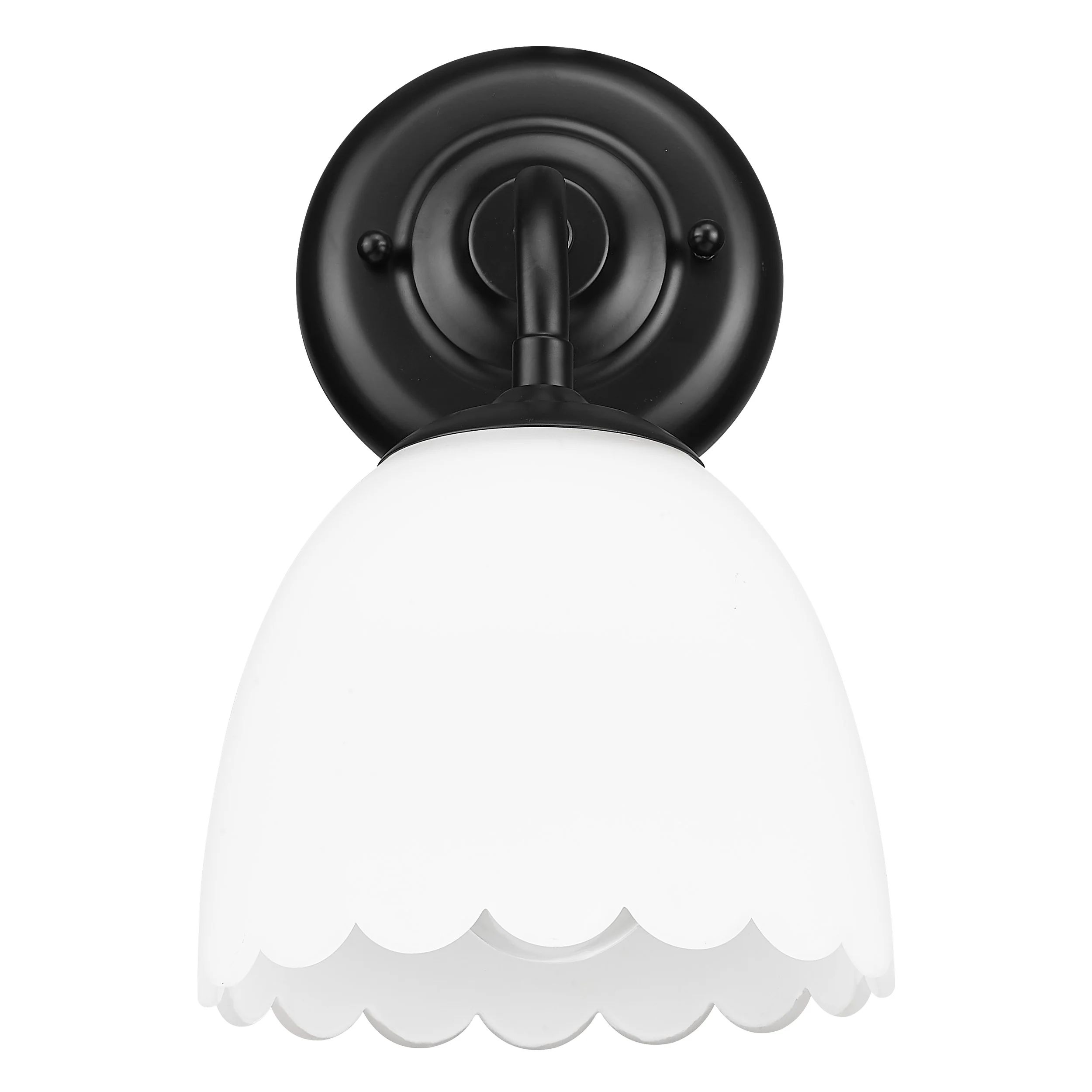 Dorinda 1-Light Wall Sconce in Matte Black with Opal Glass - Image 2