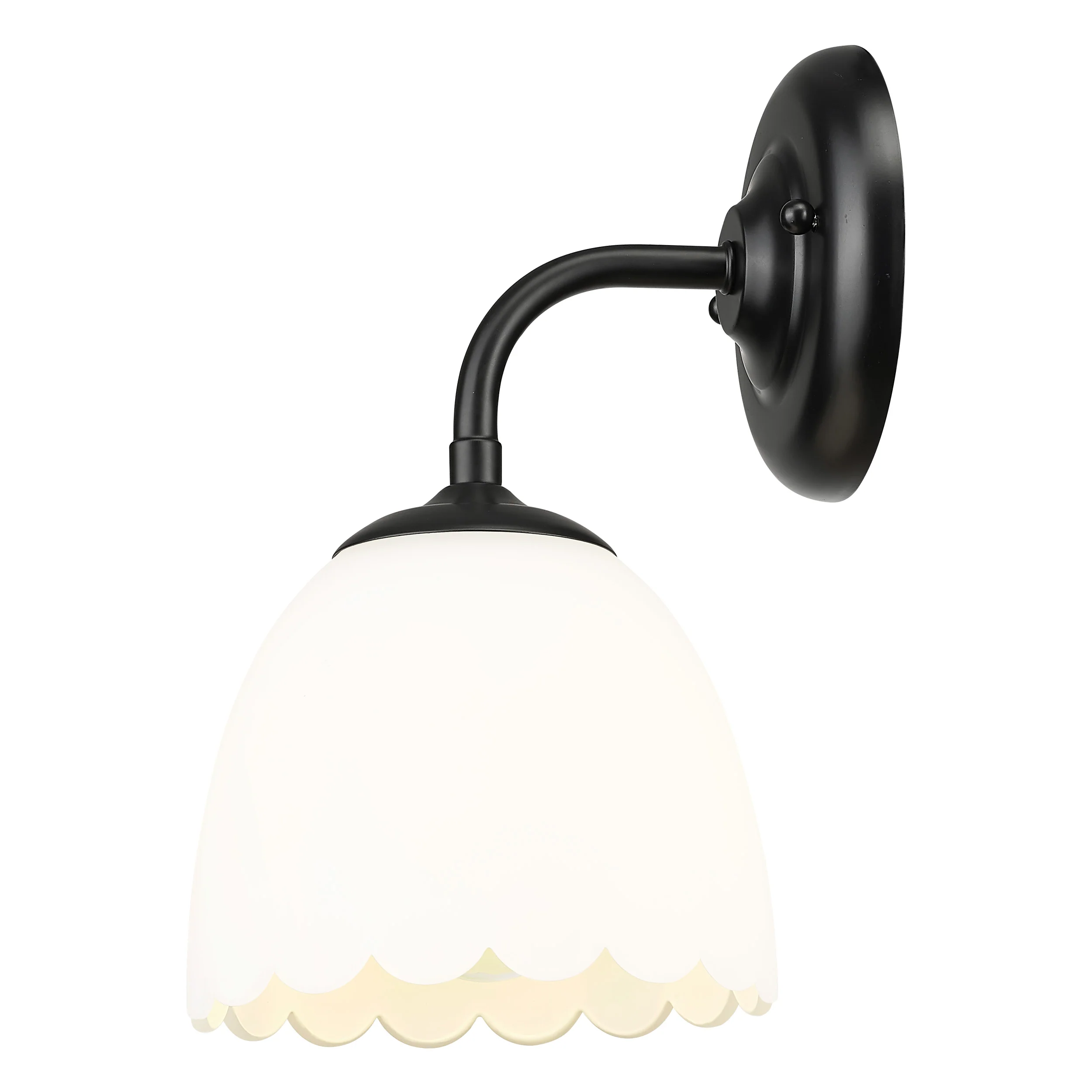 Dorinda 1-Light Wall Sconce in Matte Black with Opal Glass - Image 3