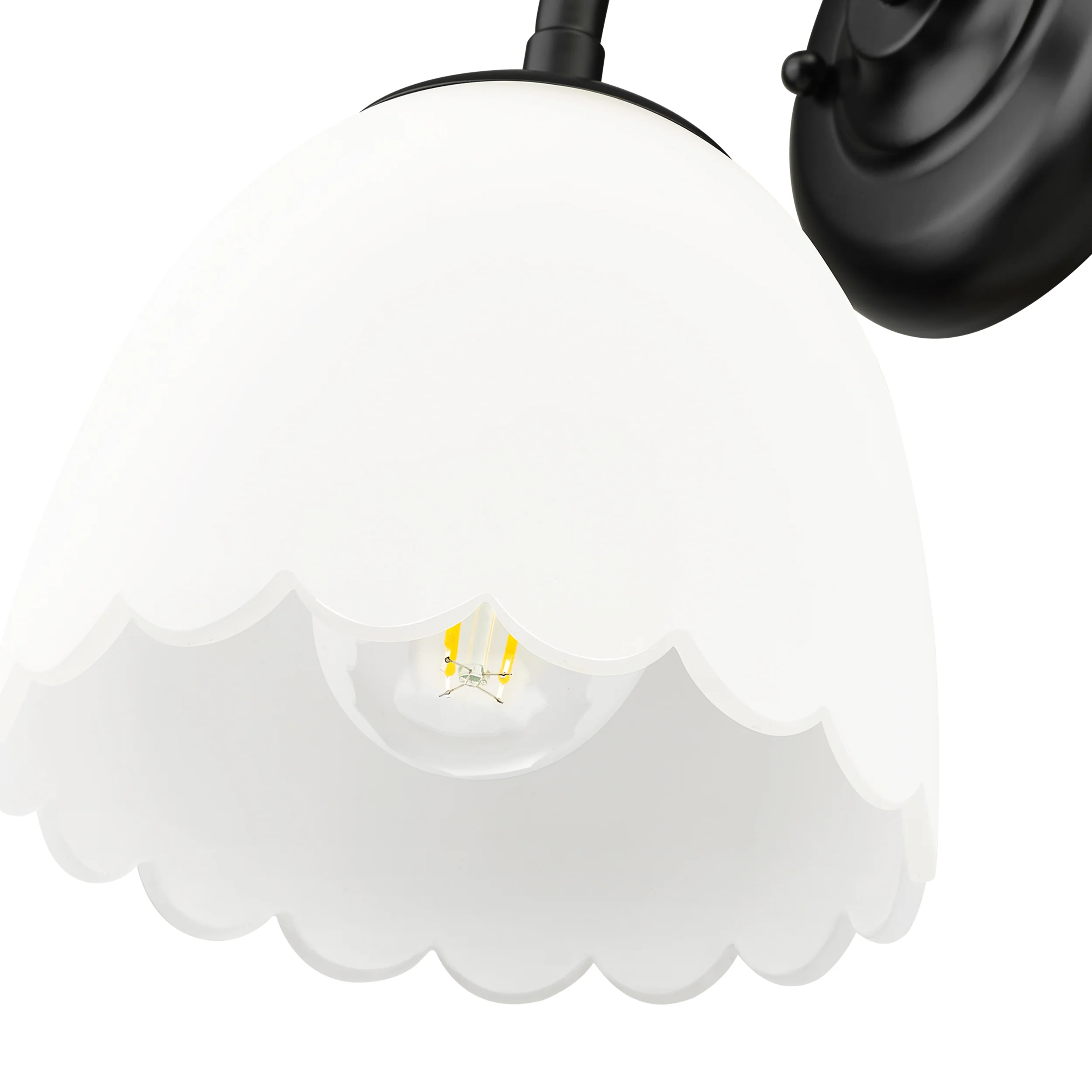 Dorinda 1-Light Wall Sconce in Matte Black with Opal Glass - Image 4