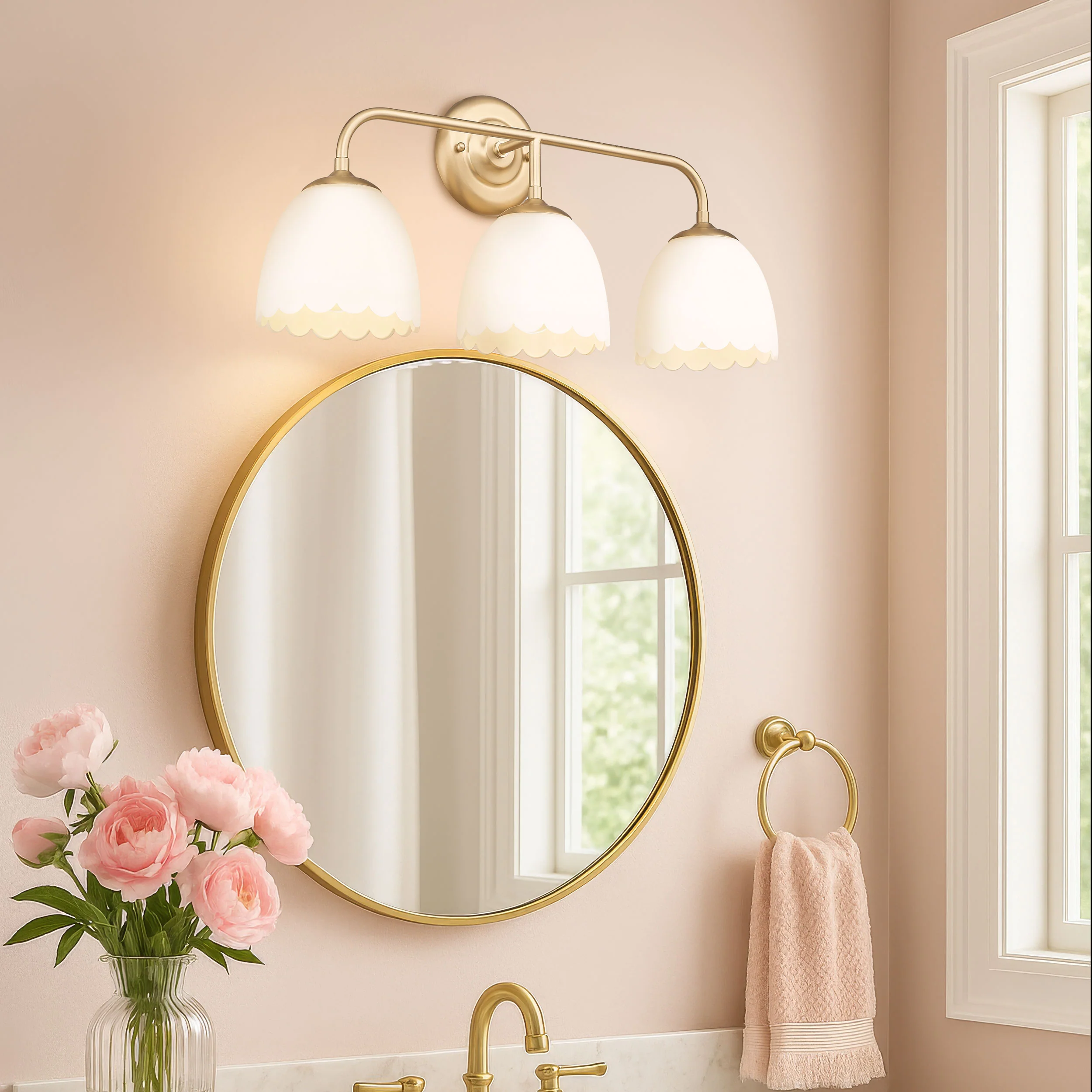 Dorinda 3-Light Vanity Light in Brushed Champagne Bronze with Opal Glass - Image 8