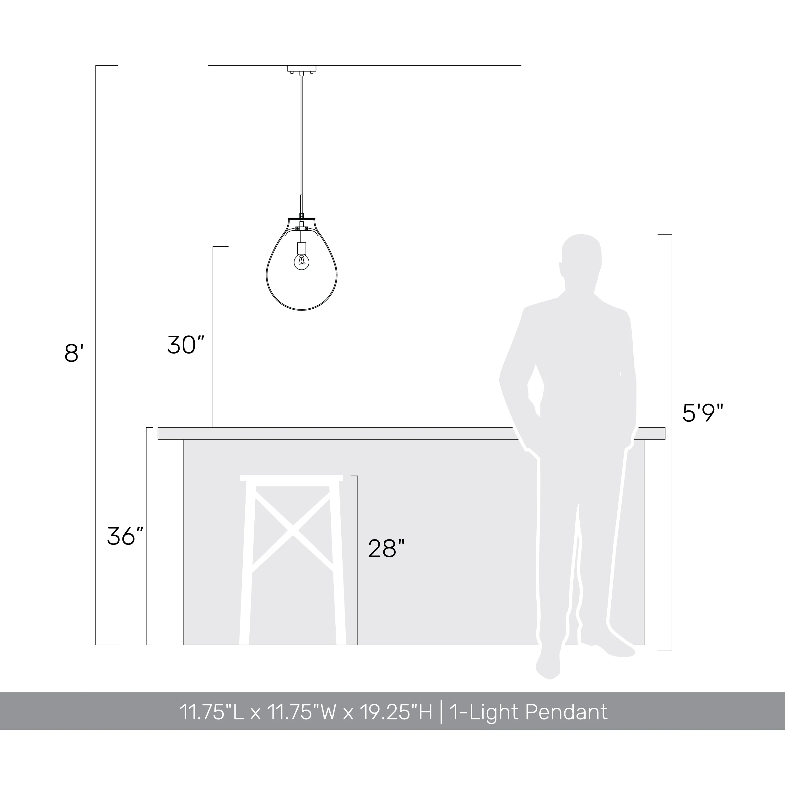 Drop 1-light Pendant in Brushed Champagne Brass and Clear Glass - Image 5