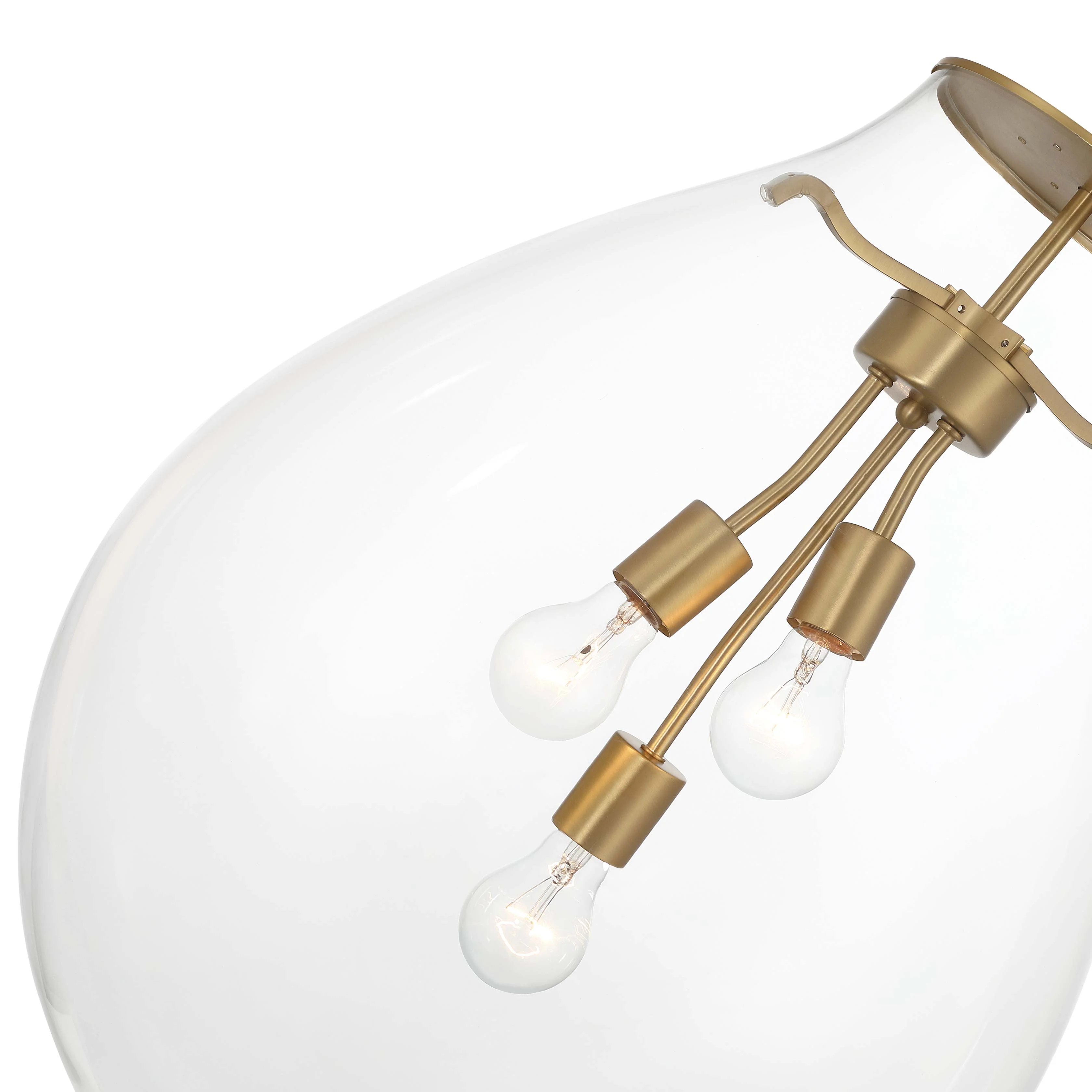 Drop 3-light Pendant in Brushed Champagne Brass and Clear Glass - Image 4