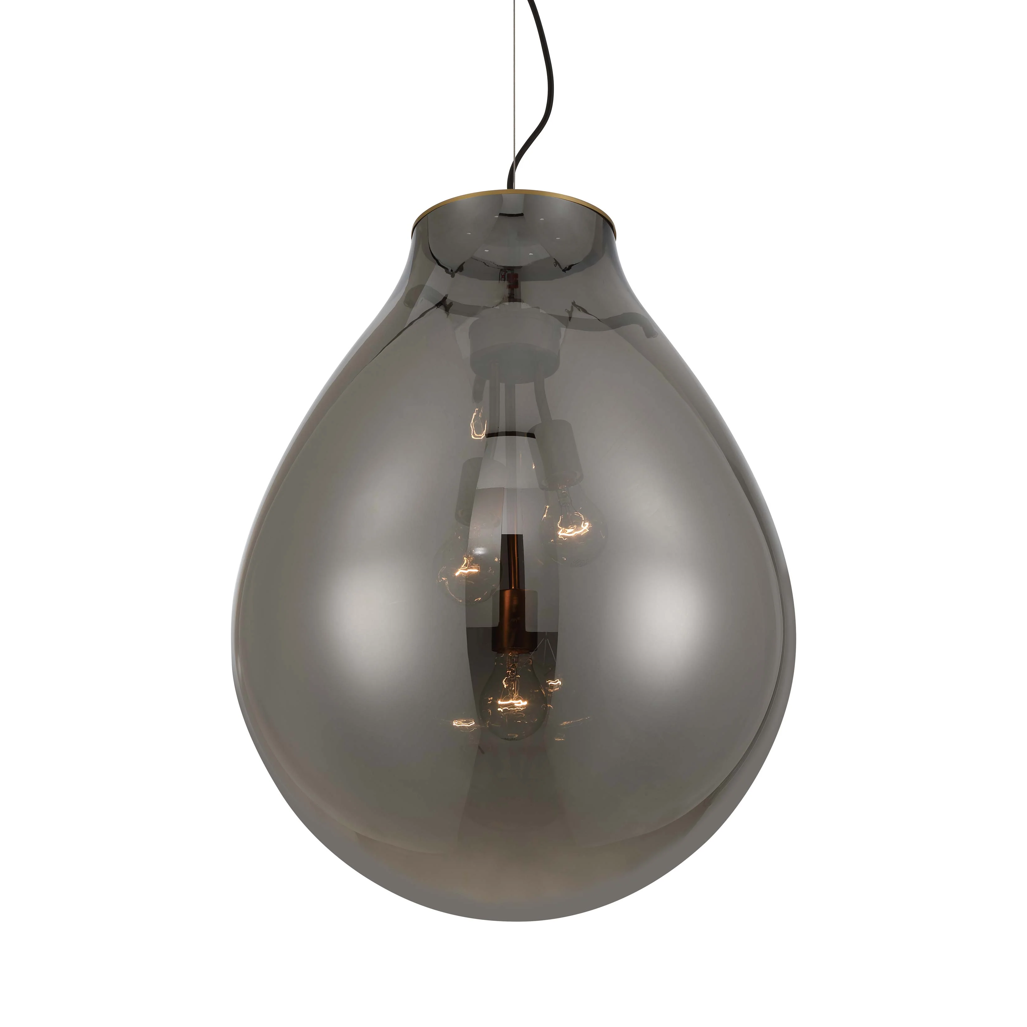 Drop 3-light Pendant in Brushed Champagne Brass and Smoke Plated Glass