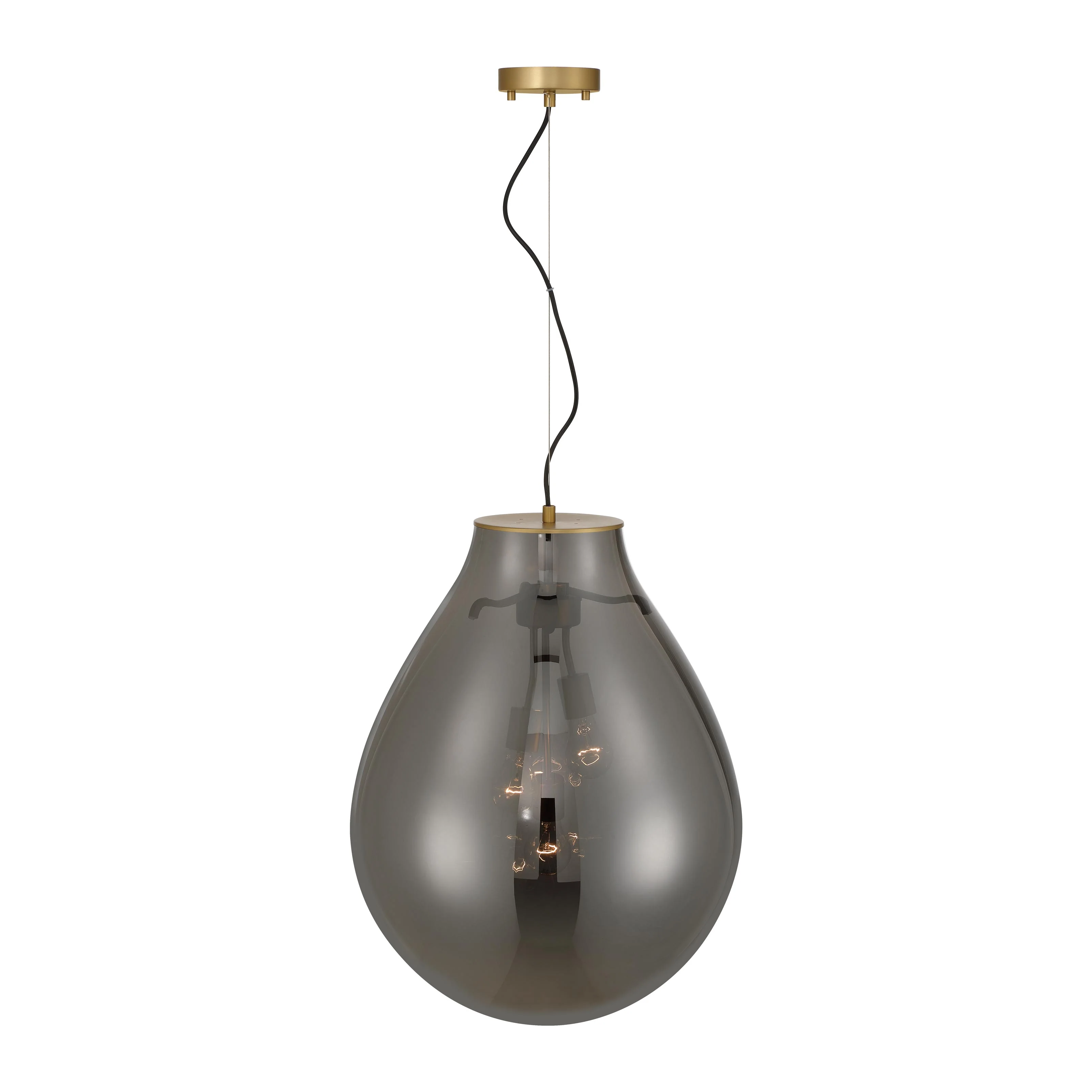 Drop 3-light Pendant in Brushed Champagne Brass and Smoke Plated Glass - Image 3