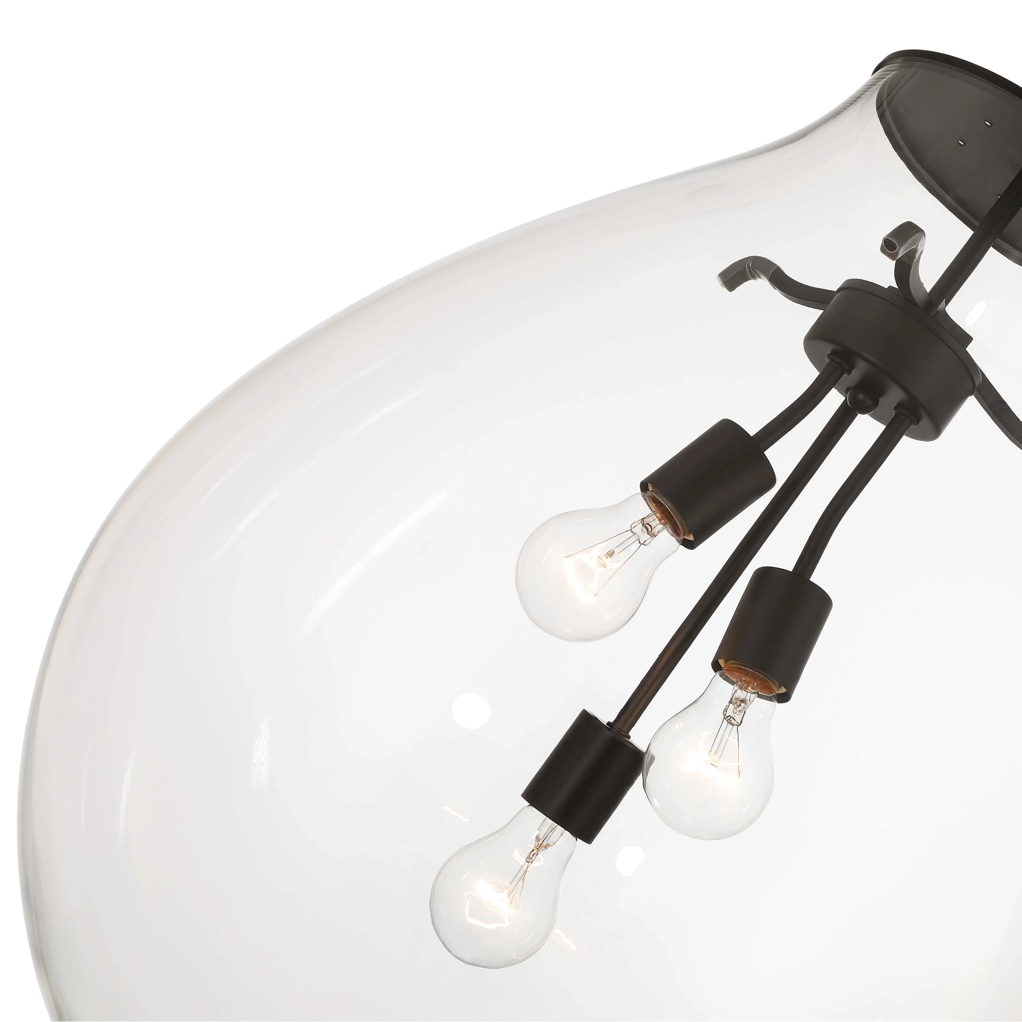 Drop 3-light Pendant in Matte Black and Clear Glass - Image 4