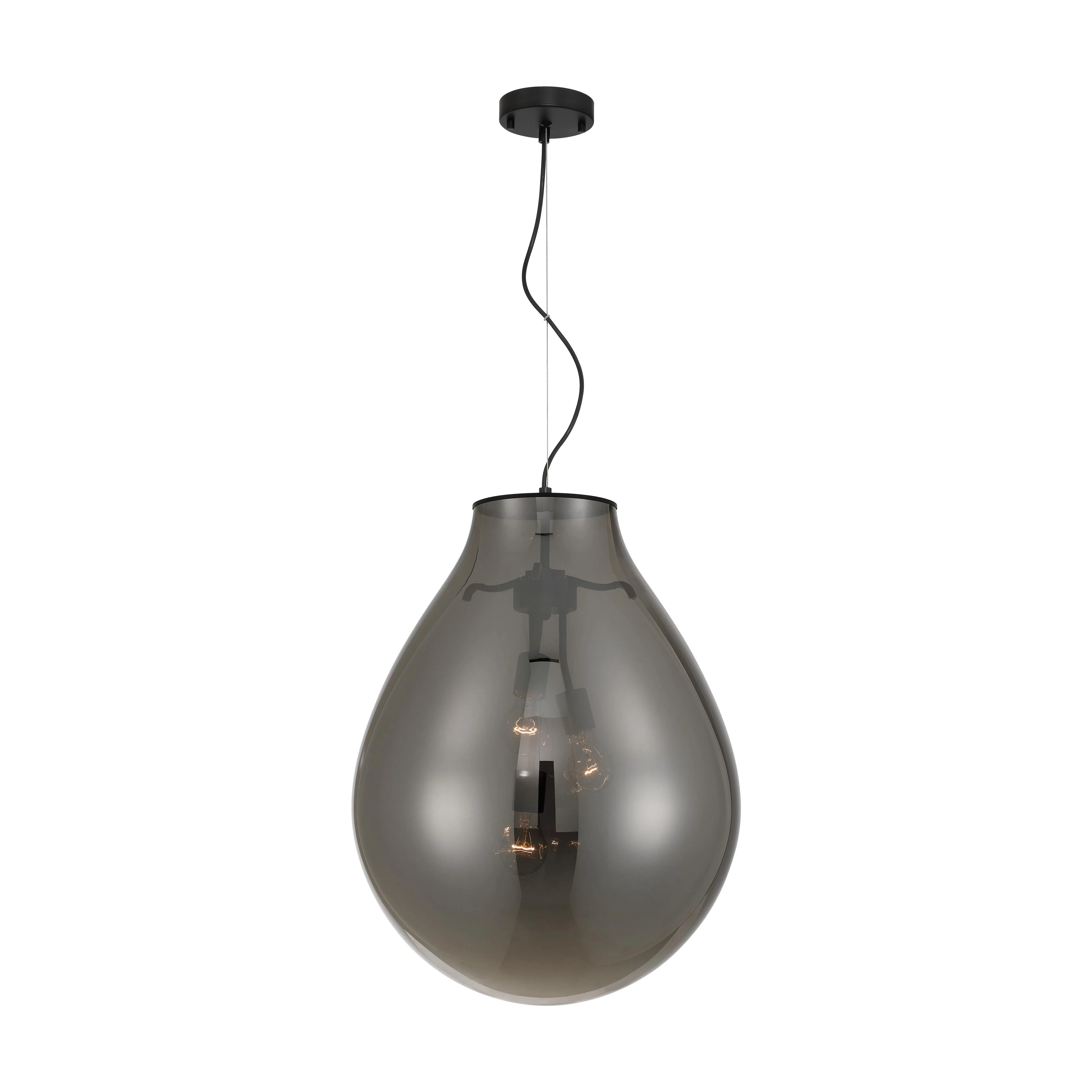 Drop 3-light Pendant in Matte Black and Smoke Plated Glass - Image 2