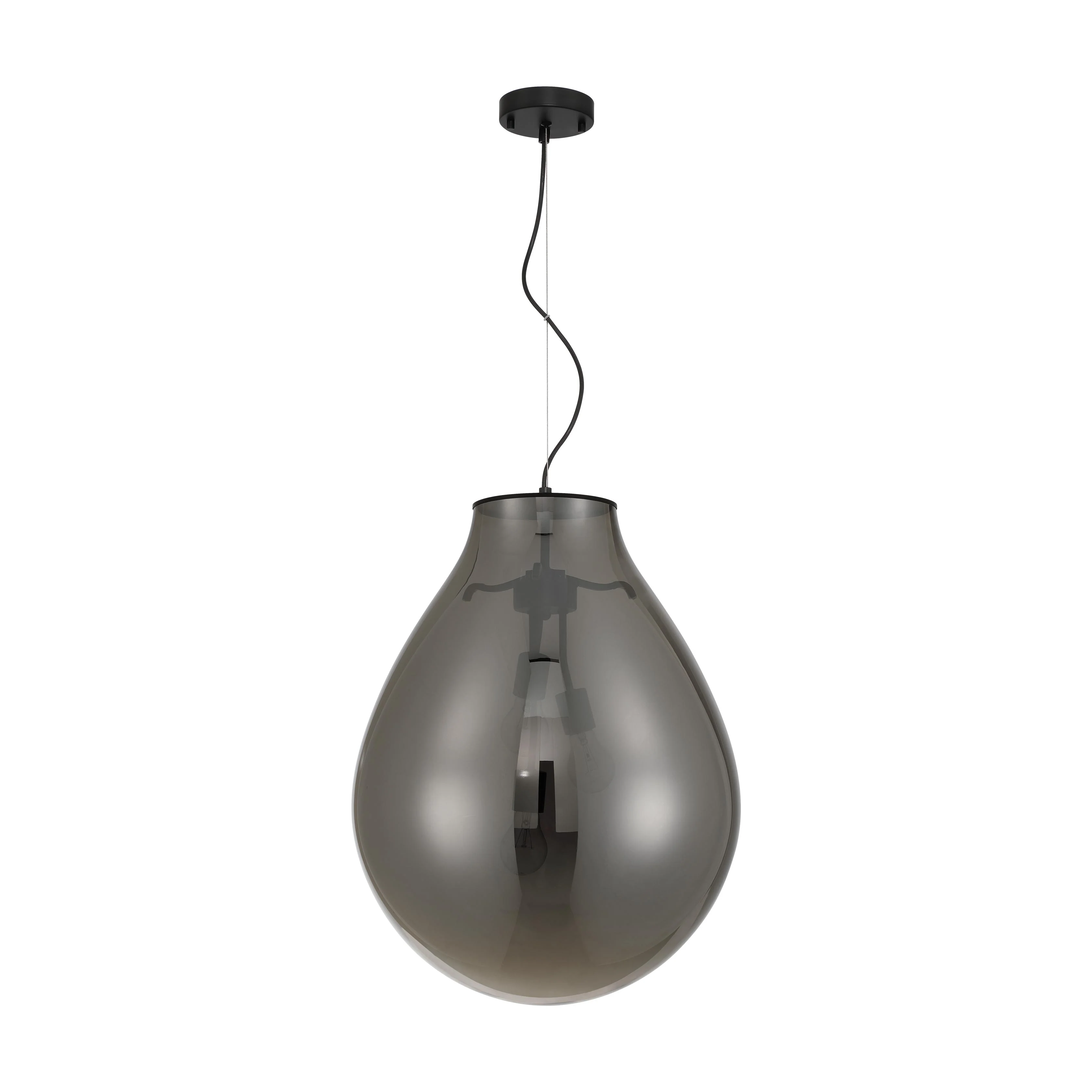 Drop 3-light Pendant in Matte Black and Smoke Plated Glass - Image 3
