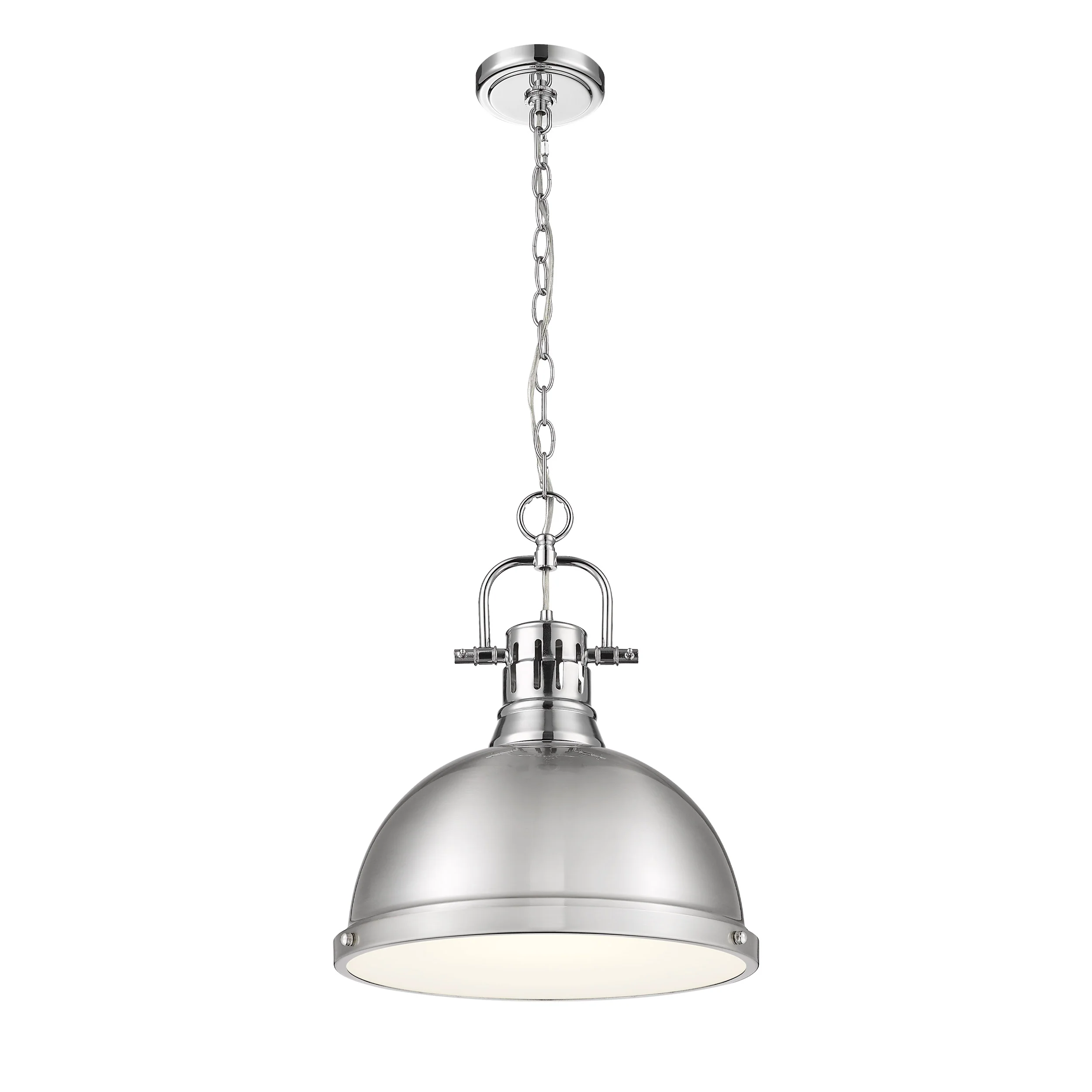 Duncan 1-light 14in Chain Hung Pendant in Chrome and Pewter shade - Image 2