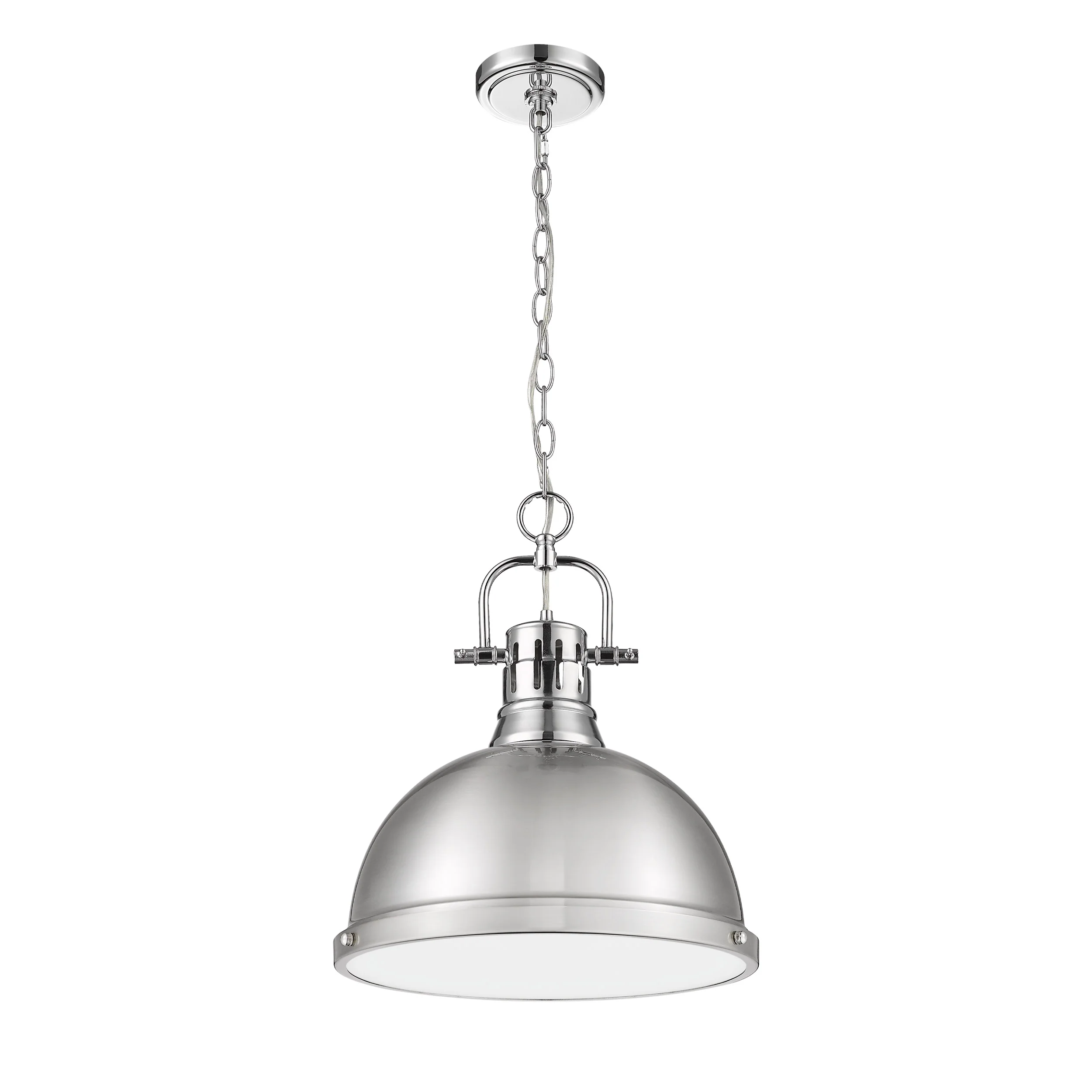Duncan 1-light 14in Chain Hung Pendant in Chrome and Pewter shade - Image 3