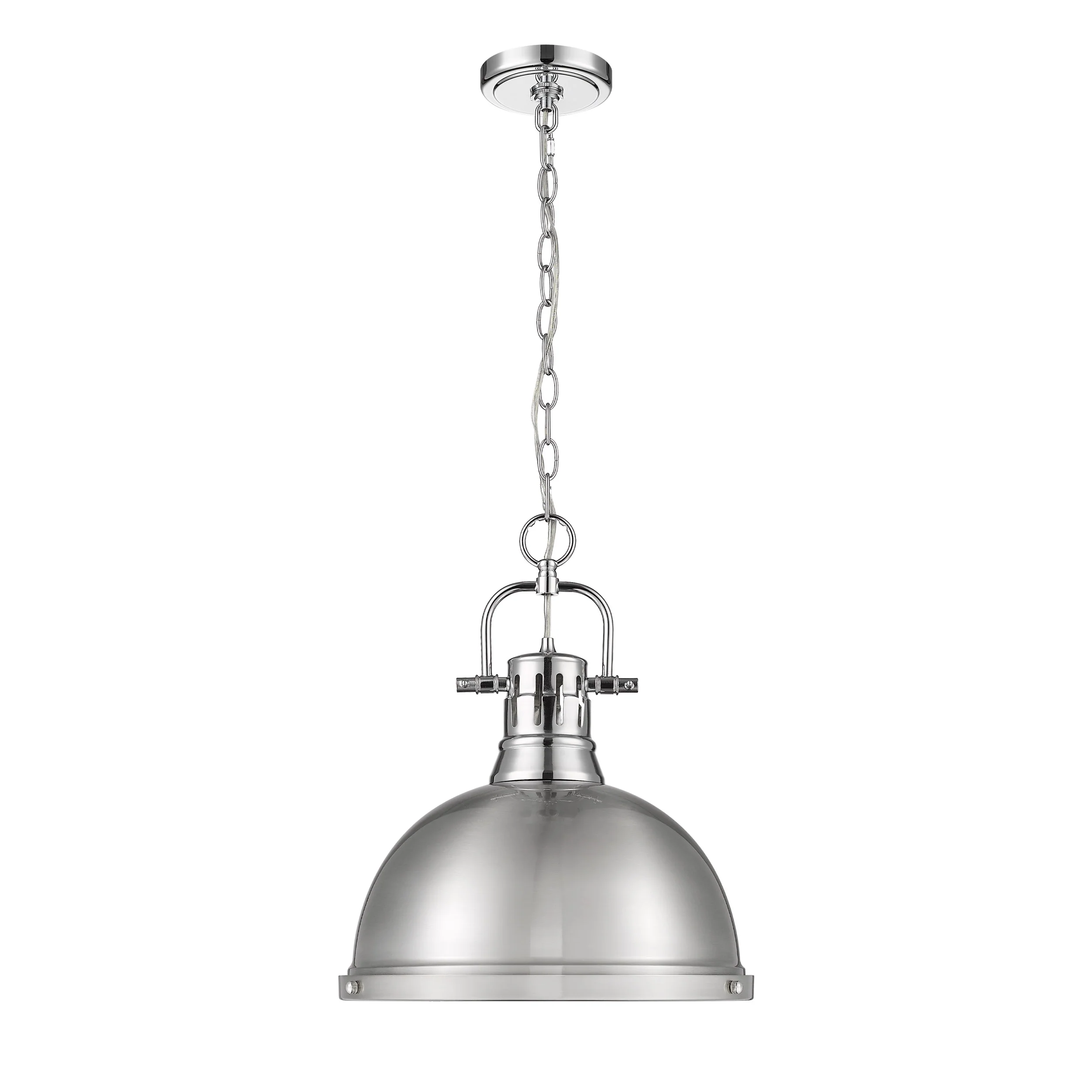 Duncan 1-light 14in Chain Hung Pendant in Chrome and Pewter shade - Image 4